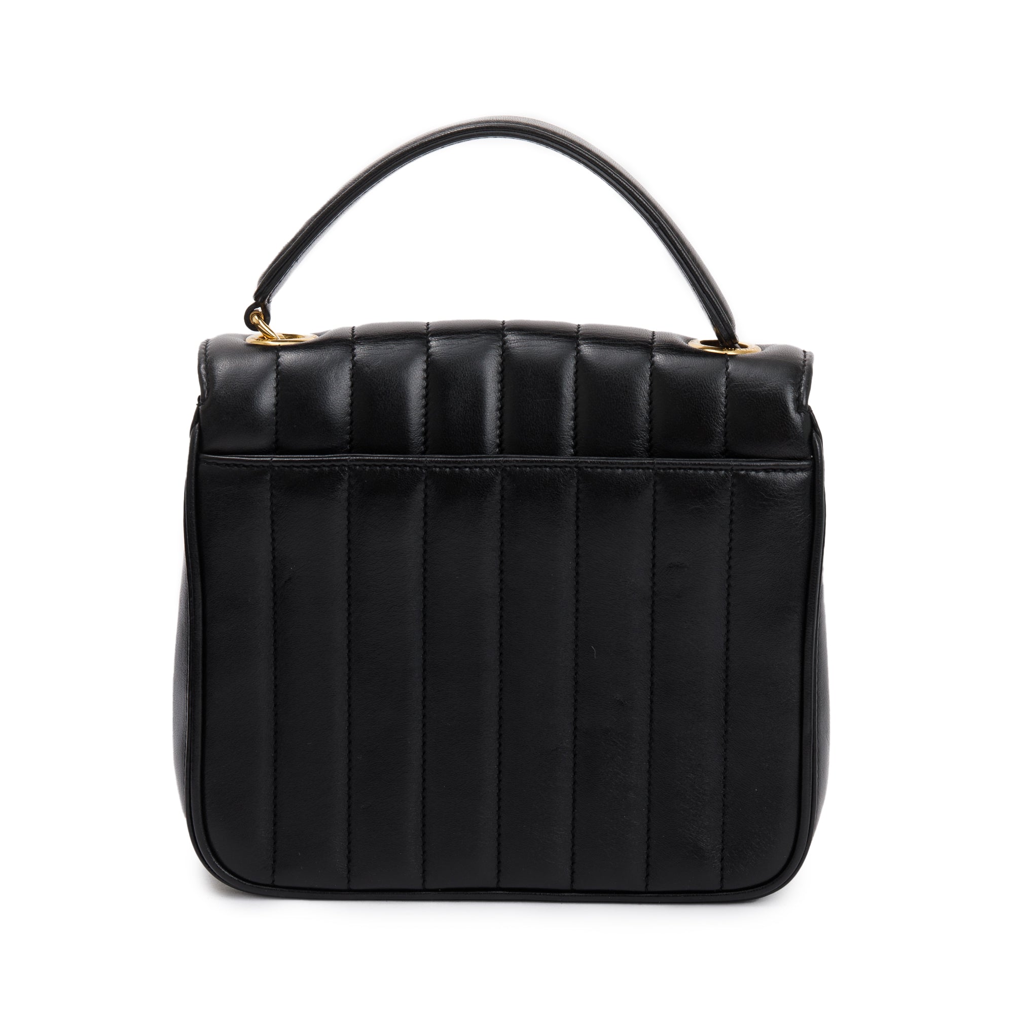 Saint Laurent Black Lambskin Matelasse Medium Monogram Vicky Chain Bag