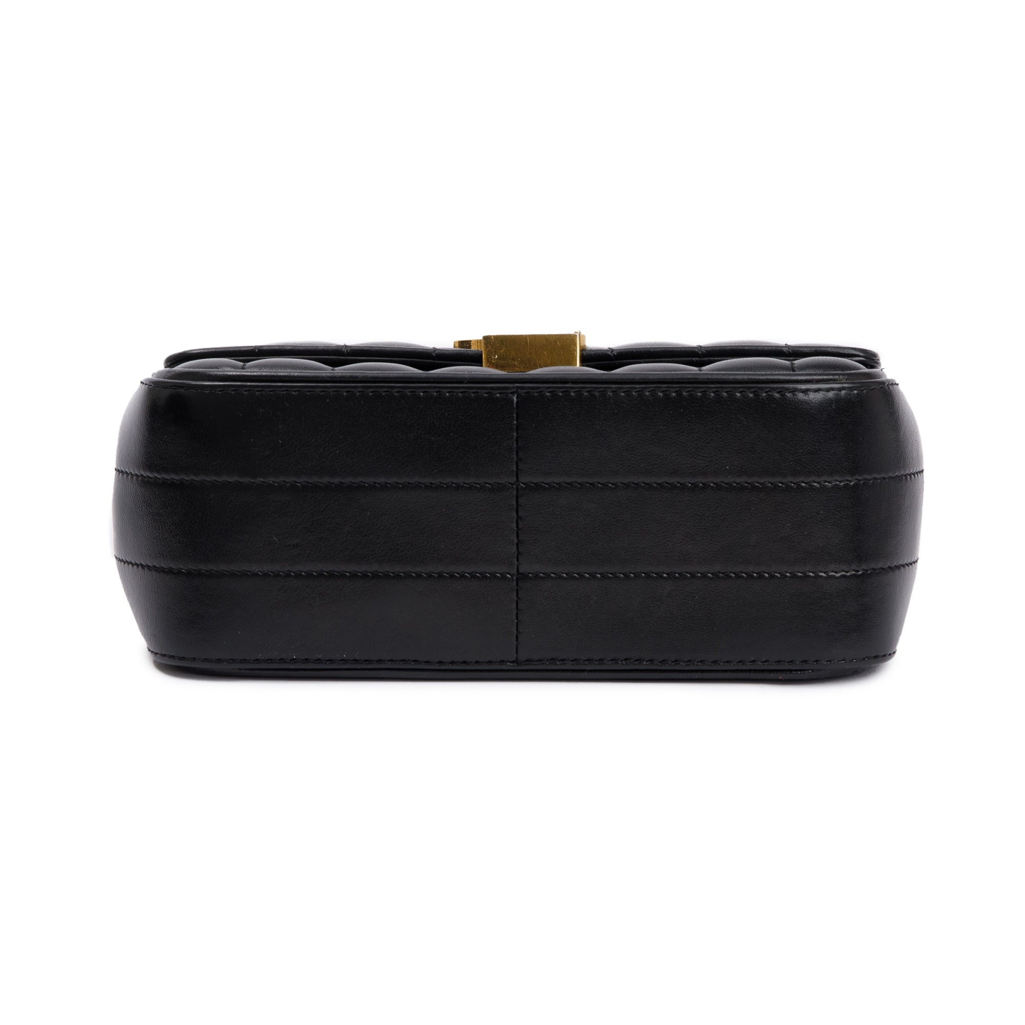 Saint Laurent Black Lambskin Matelasse Medium Monogram Vicky Chain Bag