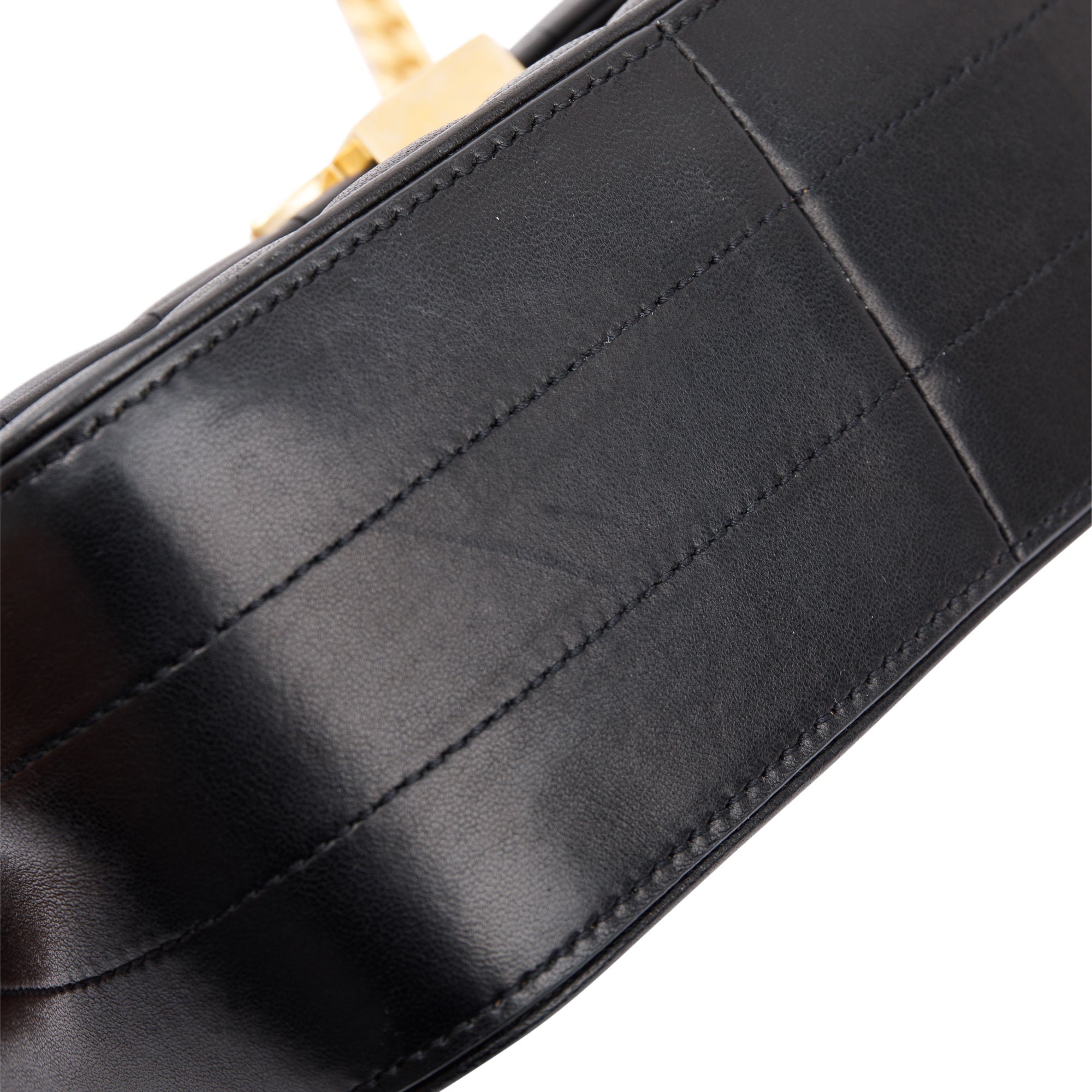 Saint Laurent Black Lambskin Matelasse Medium Monogram Vicky Chain Bag