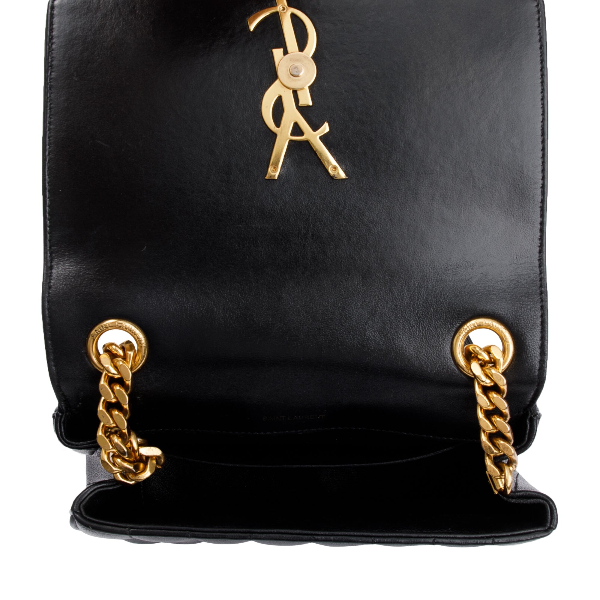 Saint Laurent Black Lambskin Matelasse Medium Monogram Vicky Chain Bag