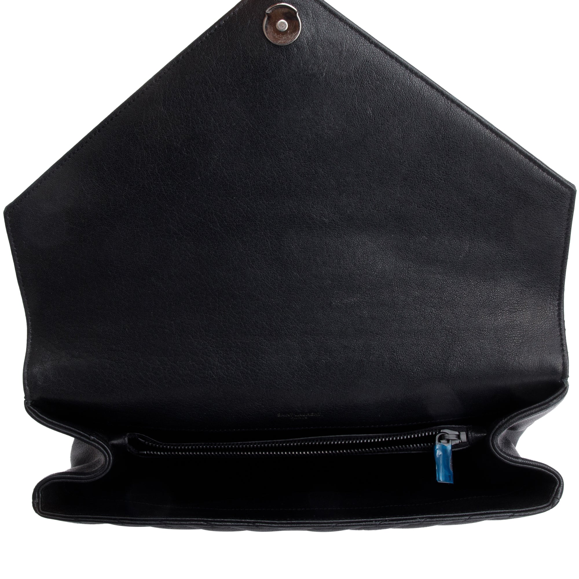 Saint Laurent Black Leather Large Chevron College Bag