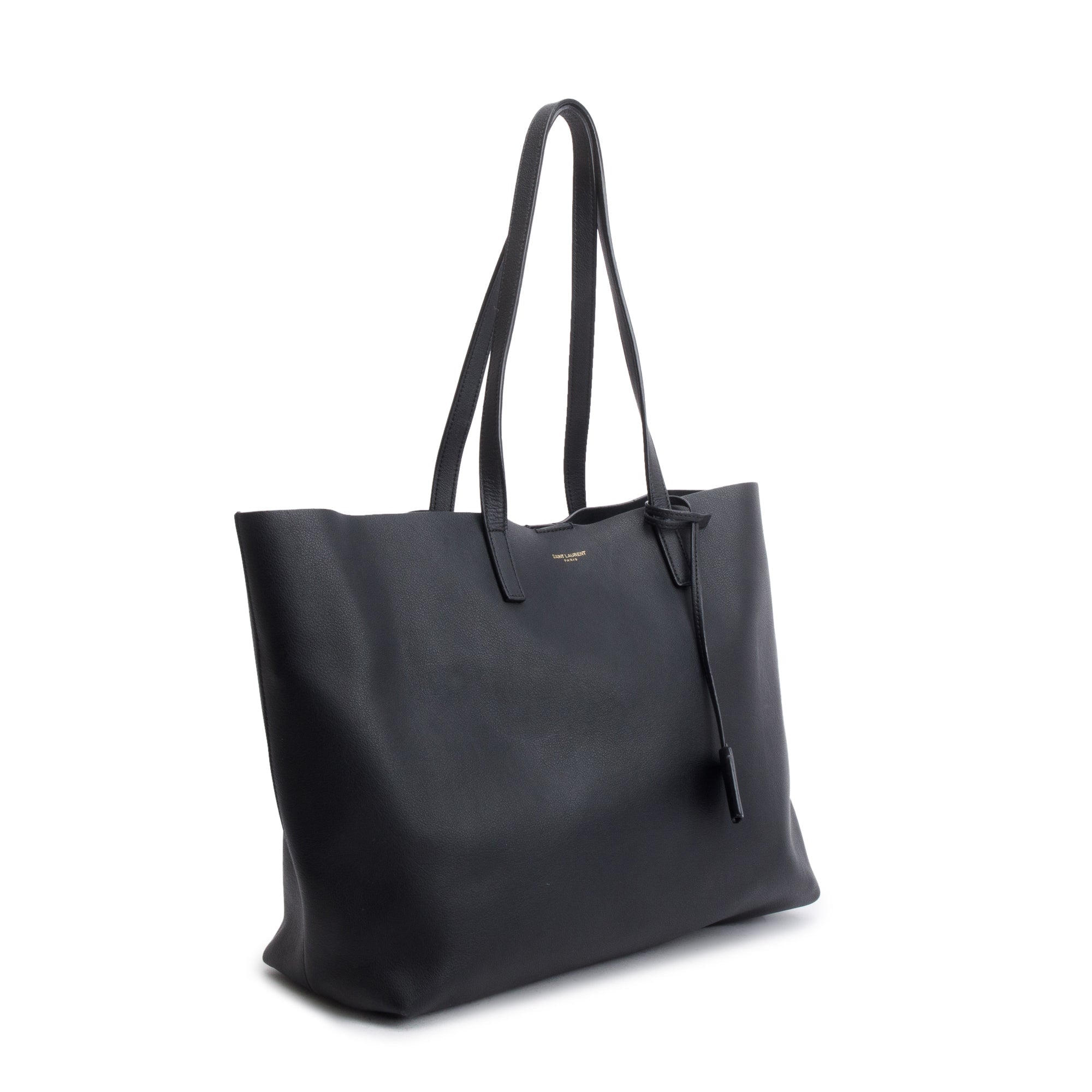 Saint Laurent Black Leather Large E/W Shopping Tote w/ Pouch