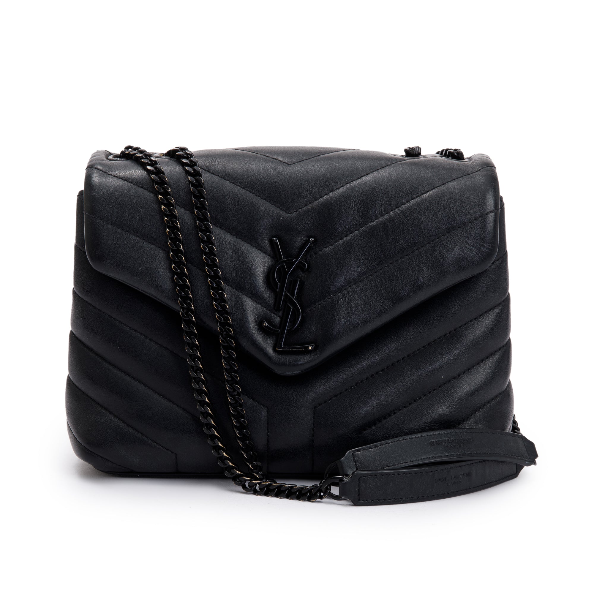Saint Laurent Black Leather Small Loulou Chain Shoulder Bag