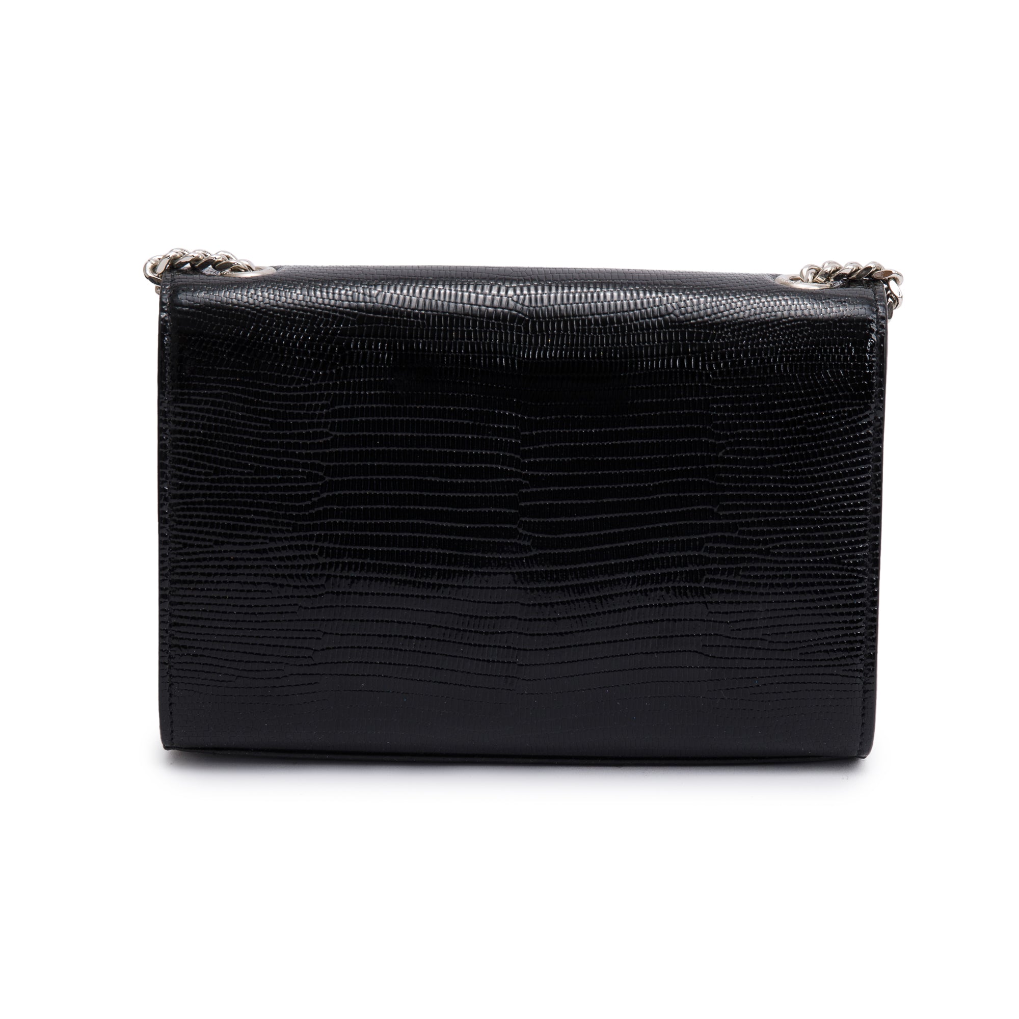 Saint Laurent Black Lizard-Embossed Leather Small Kate Tassel Bag