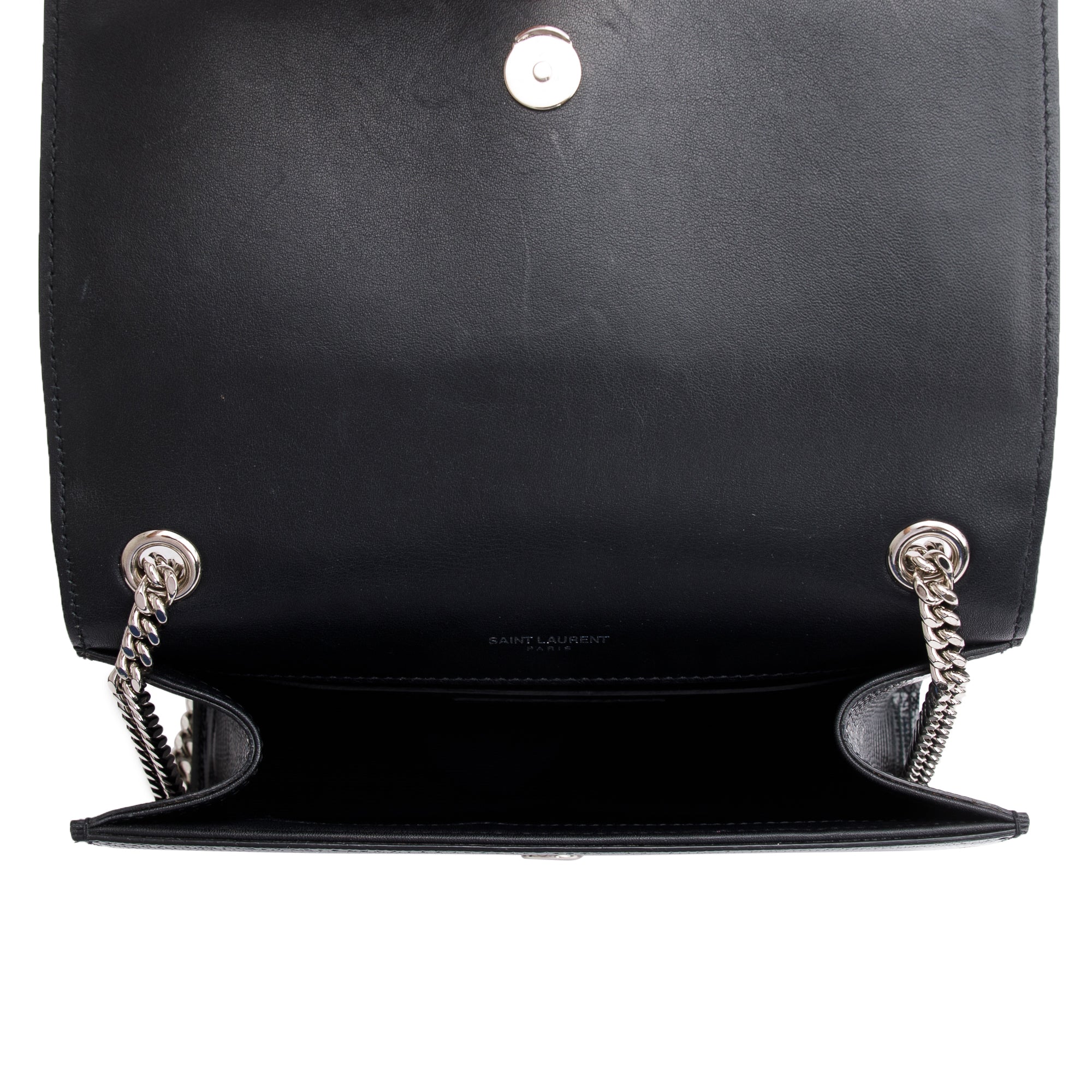 Saint Laurent Black Lizard-Embossed Leather Small Kate Tassel Bag