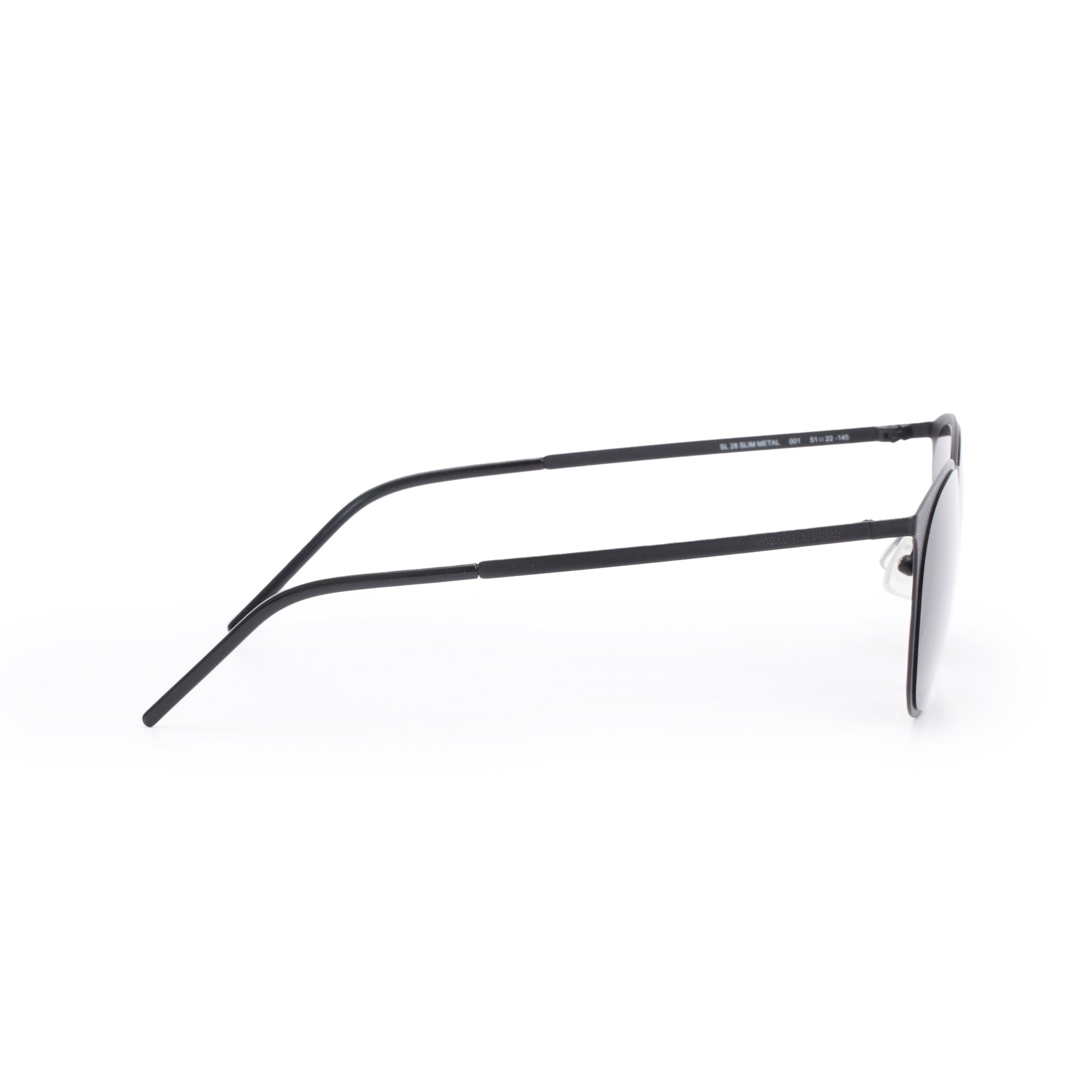 Saint Laurent Black Metal SL 28 Slim Metal Sunglasses w/ Leather Case