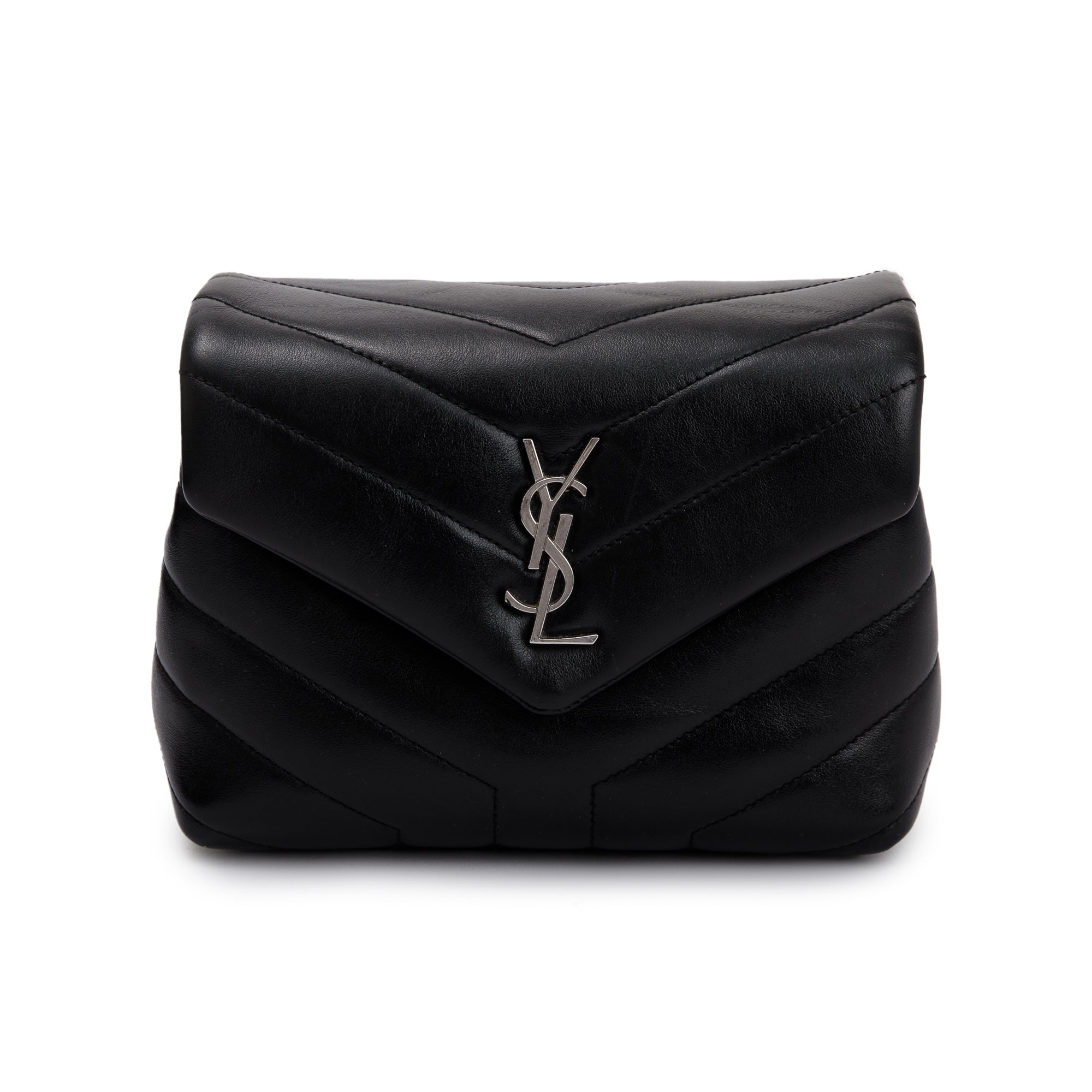Saint Laurent Black Monogram Matelasse Toy Loulou Crossbody Bag