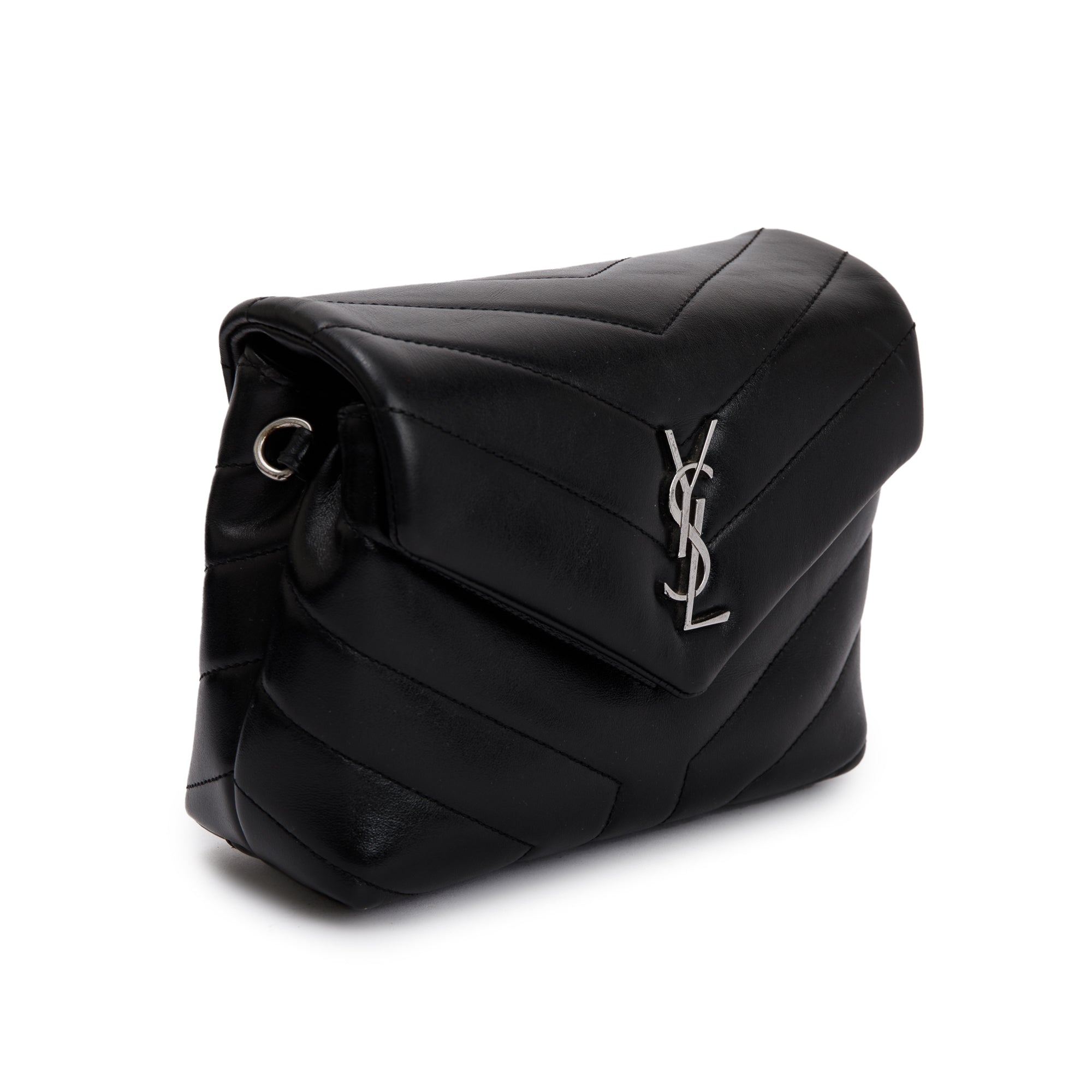 Saint Laurent Black Monogram Matelasse Toy Loulou Crossbody Bag