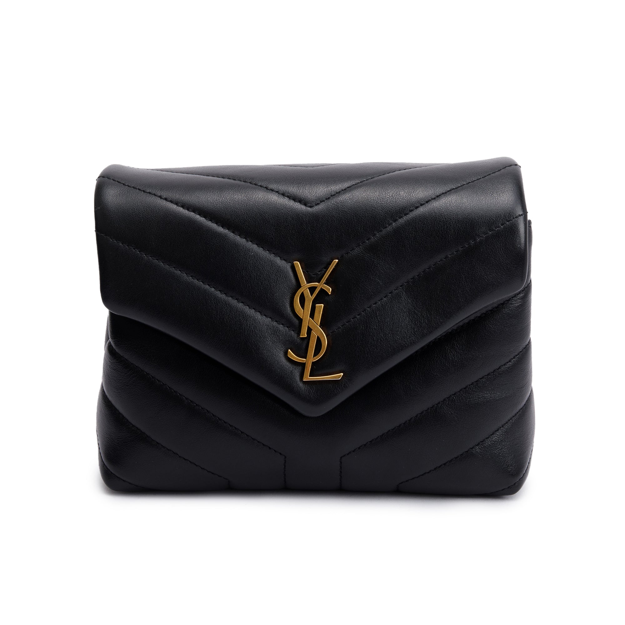 Saint Laurent Black Monogram Matelasse Toy Loulou Crossbody Bag w/ Box