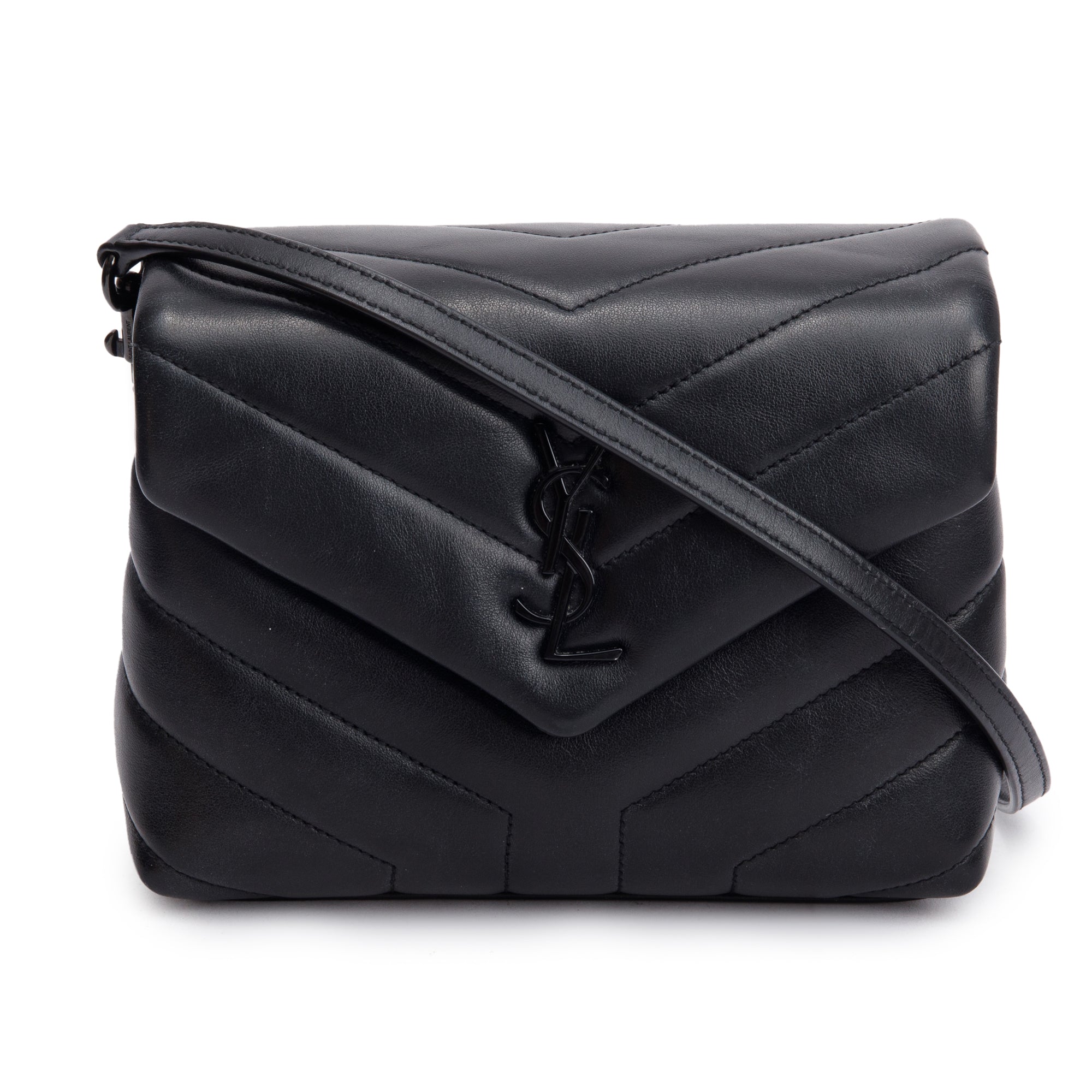 Saint Laurent Black Monogram Matelasse Toy Loulou Crossbody Bag w/ Box