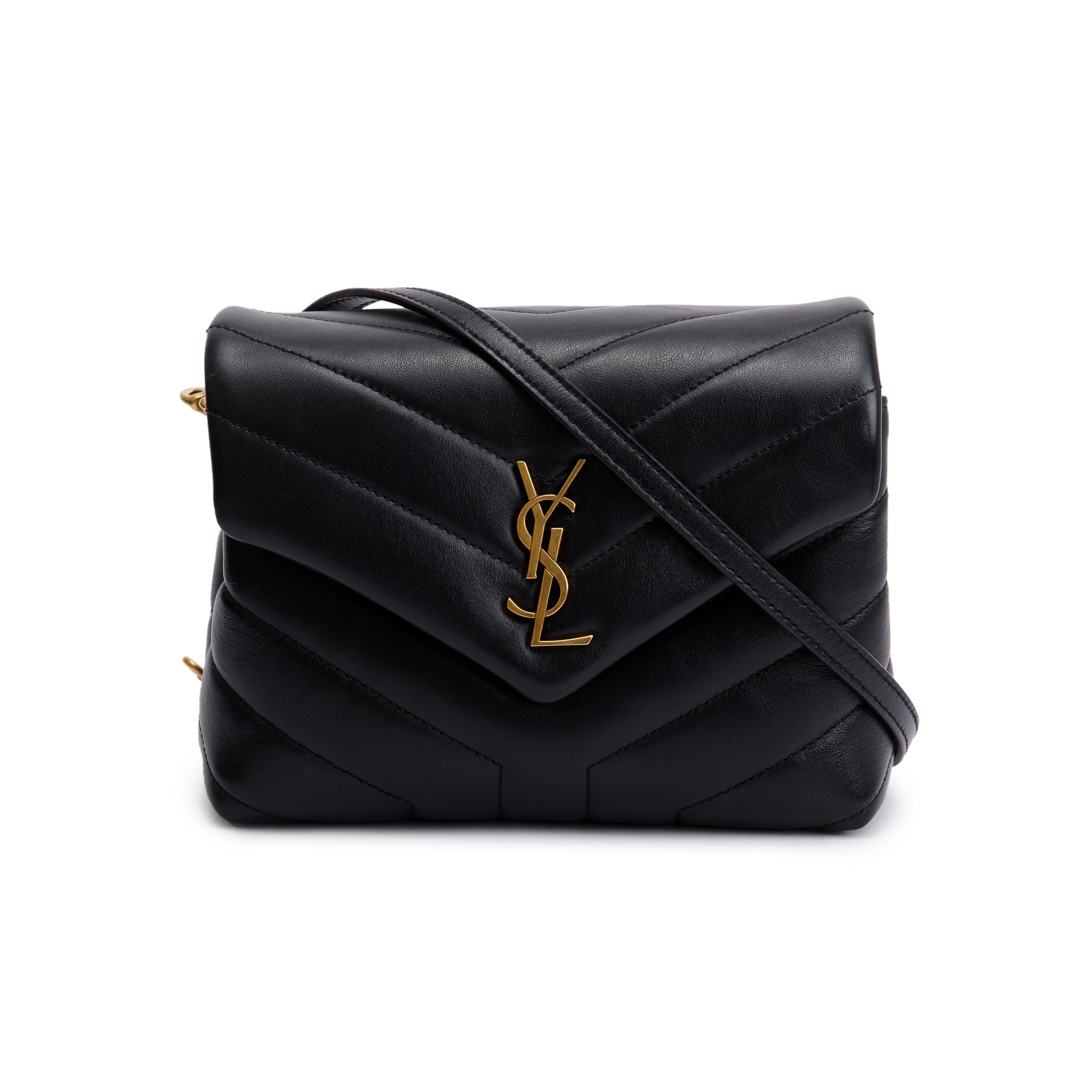 Saint Laurent Black Monogram Matelasse Toy Loulou Crossbody Bag w/ Box