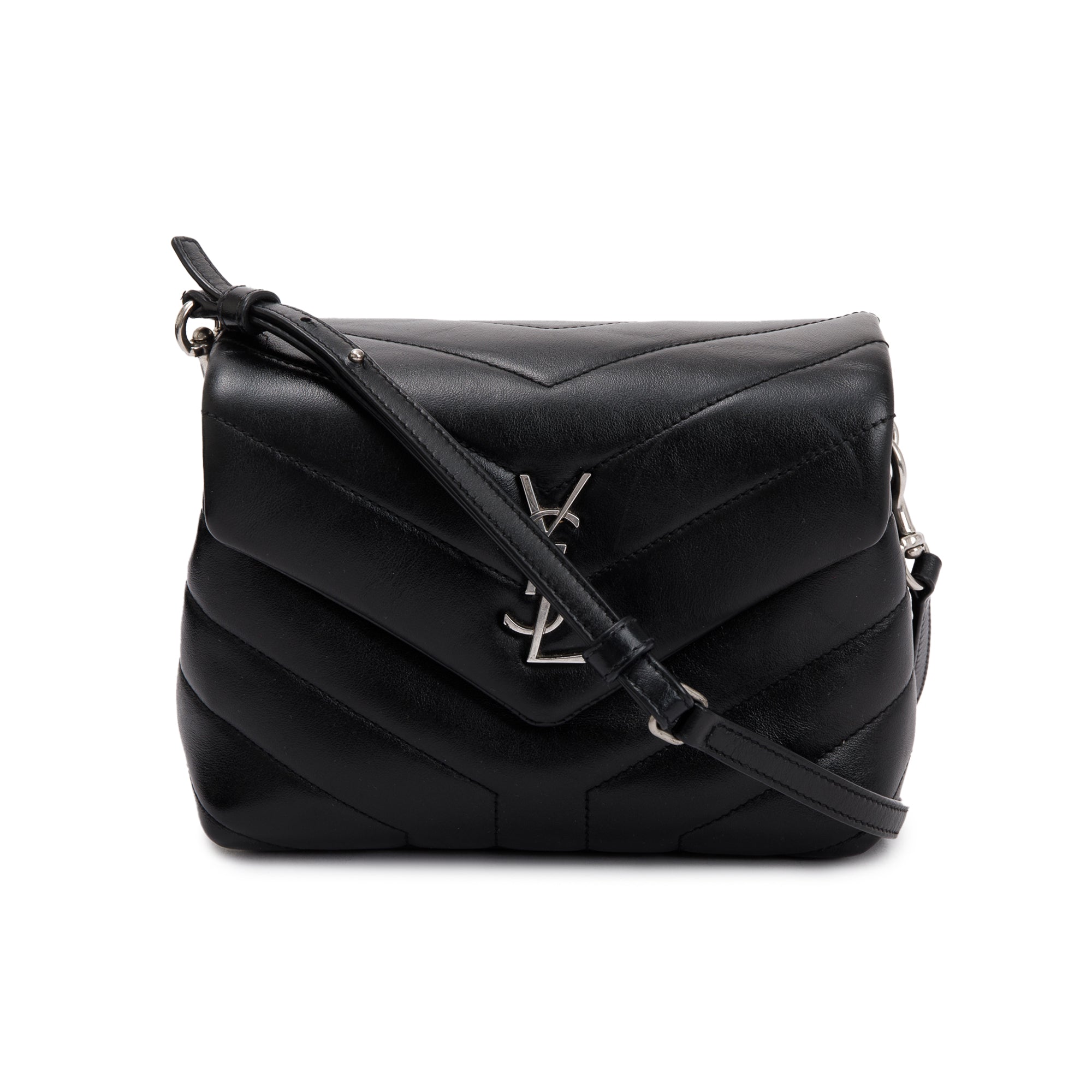 Saint Laurent Black Monogram Matelasse Toy Loulou Crossbody Bag
