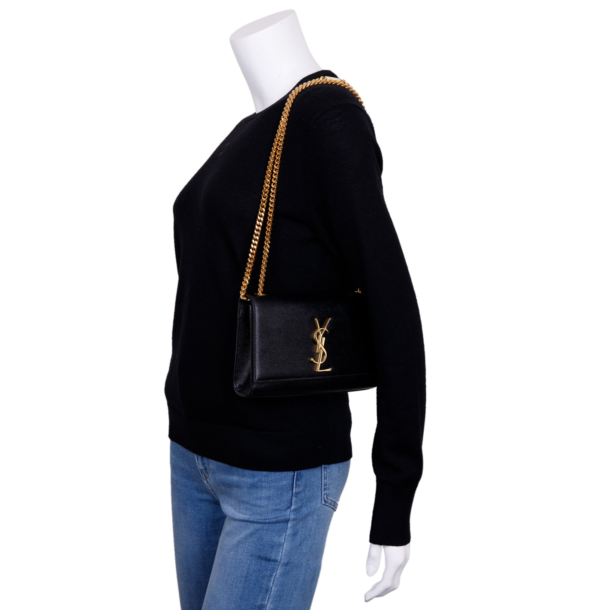 Saint Laurent Black Monogram Small Kate Bag