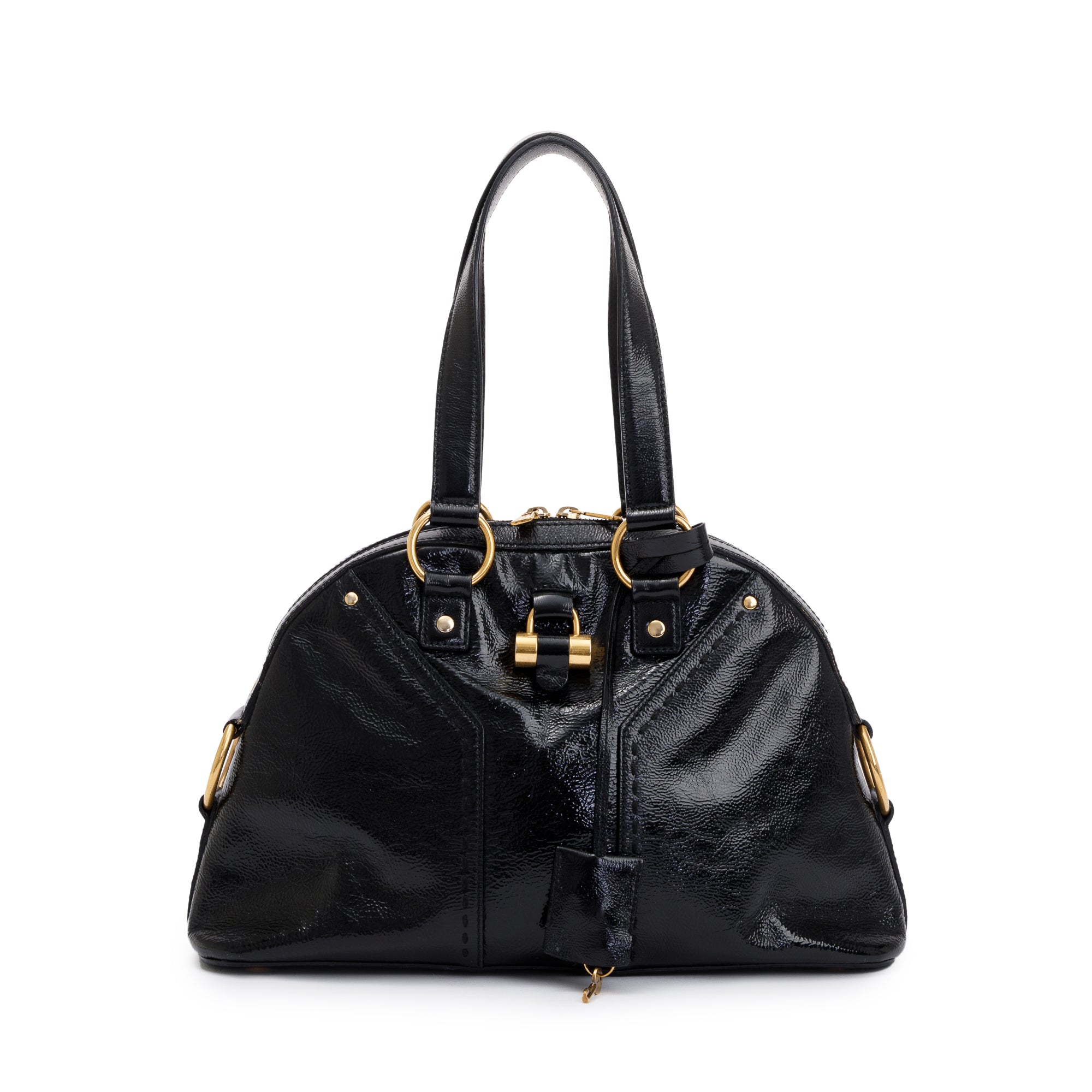 Saint Laurent Black Patent Leather Medium Muse Bag
