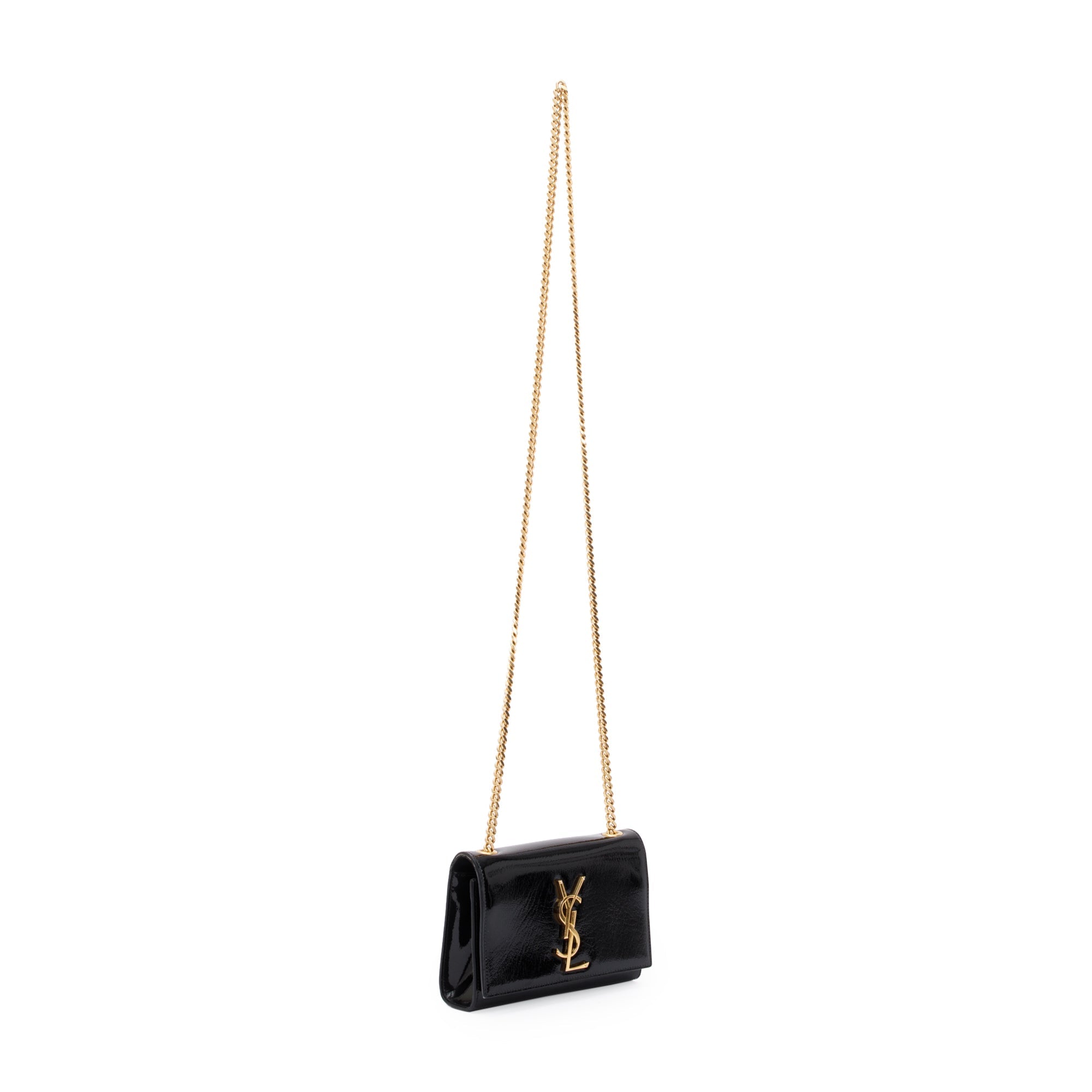 Saint Laurent Black Patent Leather Mini Monogram Kate Bag