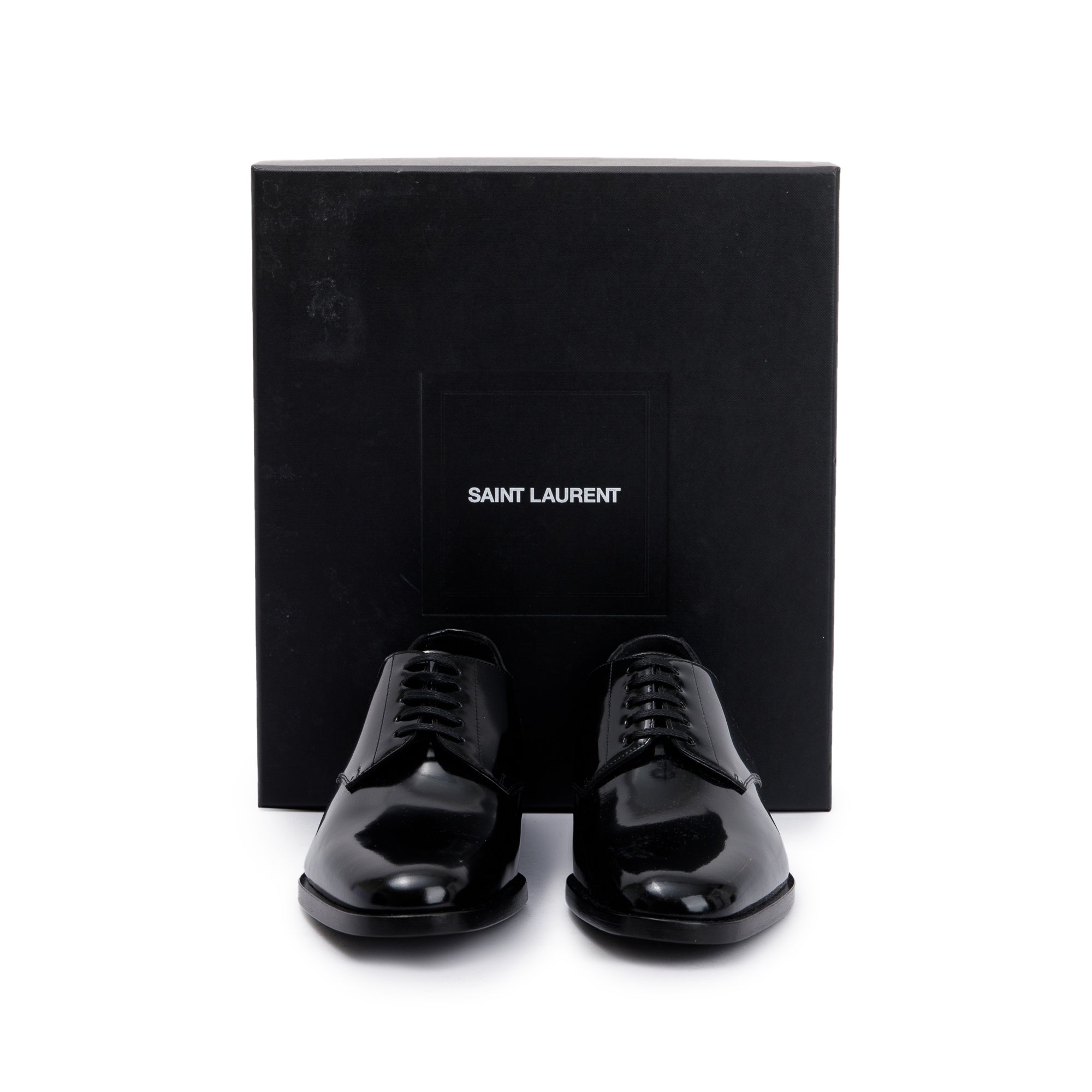 Saint Laurent Black Patent Leather Montaigne 25 Uniform Shoes, Size 37 w/ Box