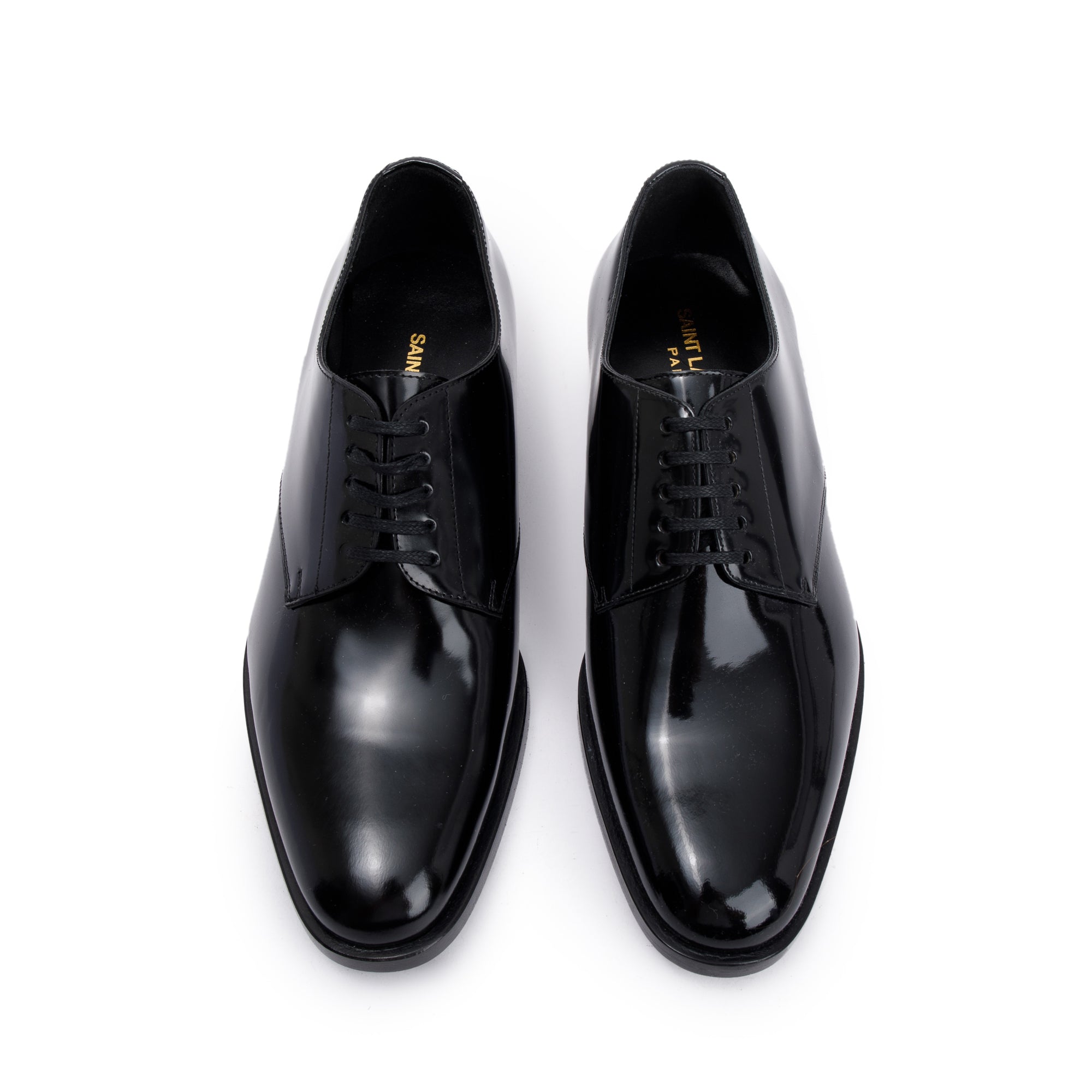 Saint Laurent Black Patent Leather Montaigne 25 Uniform Shoes, Size 37 w/ Box