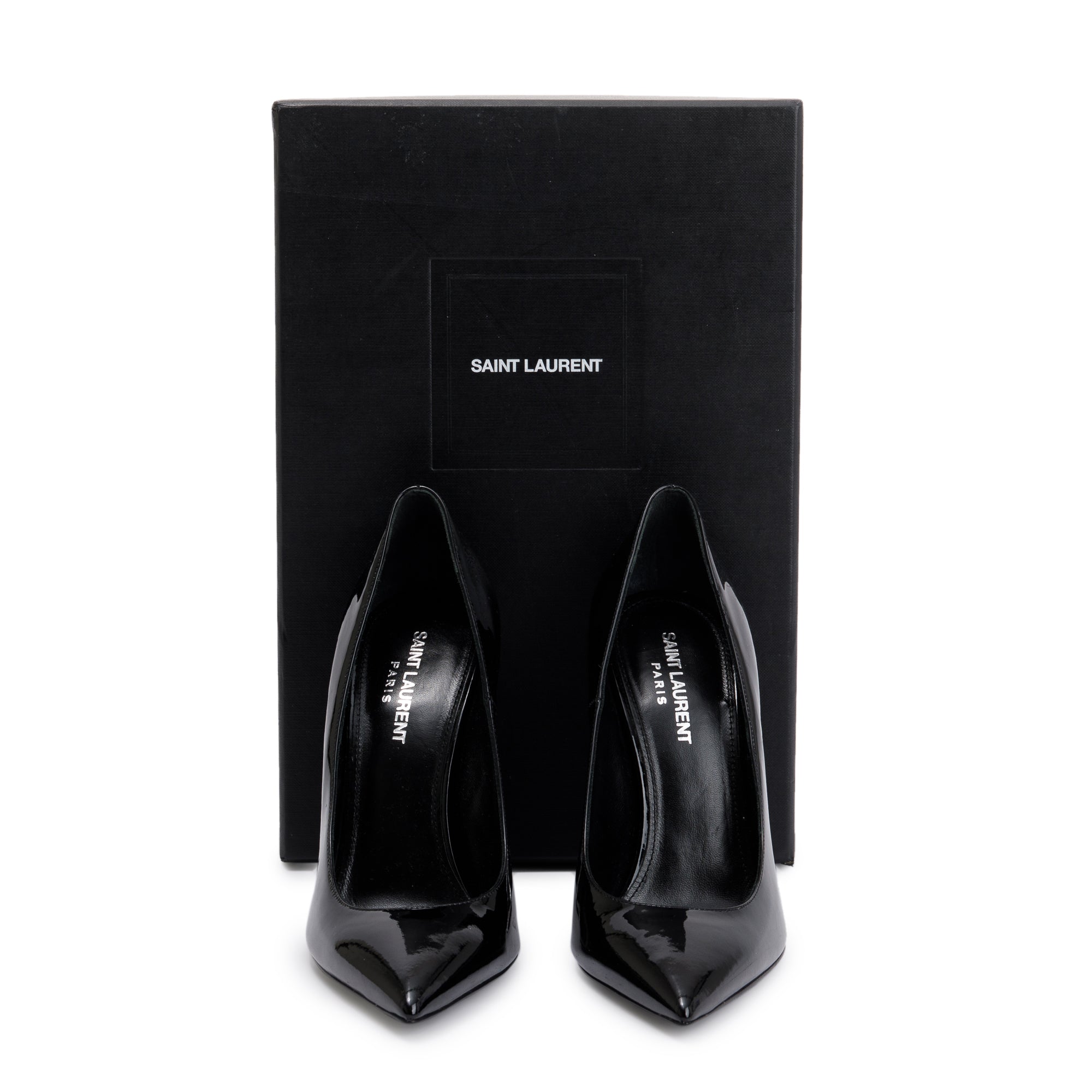 Saint Laurent Black Patent Leather Opyum 110 Pumps, Size 37.5 w/ Box