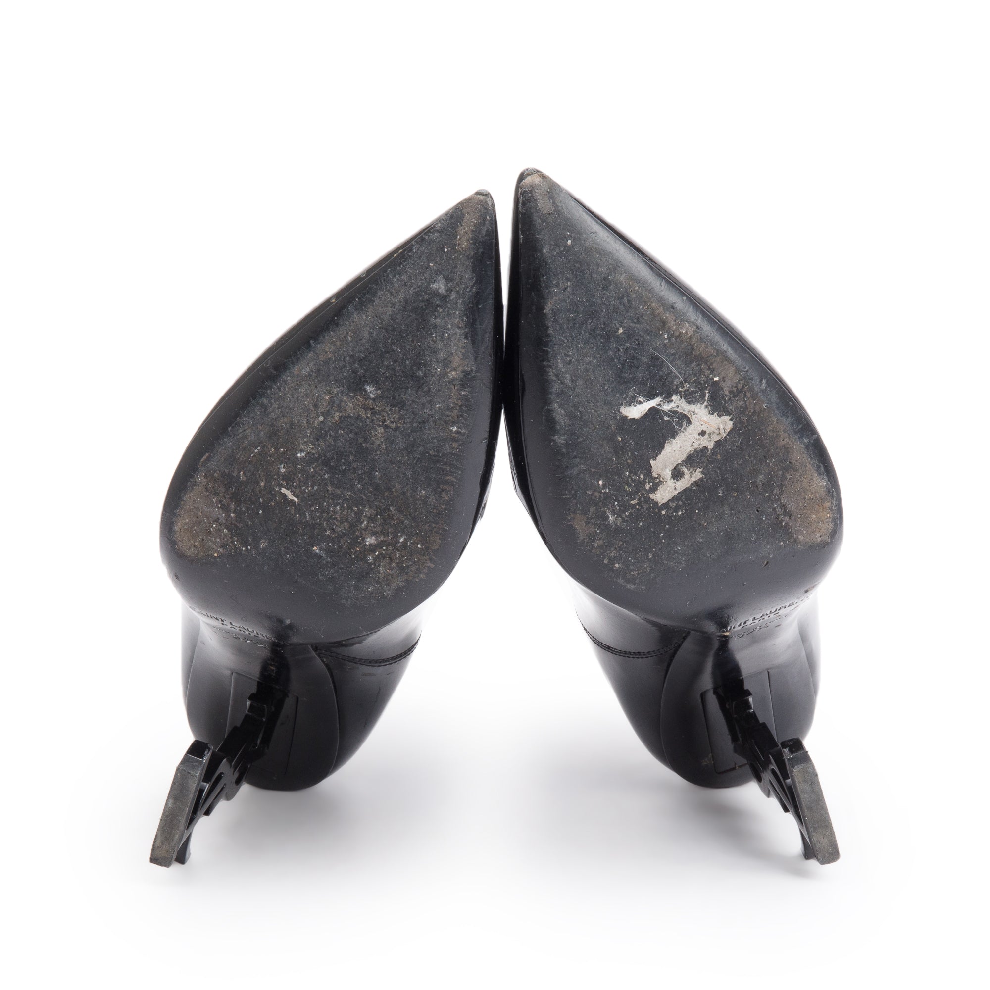 Saint Laurent Black Patent Leather Opyum Booties, Size 37.5
