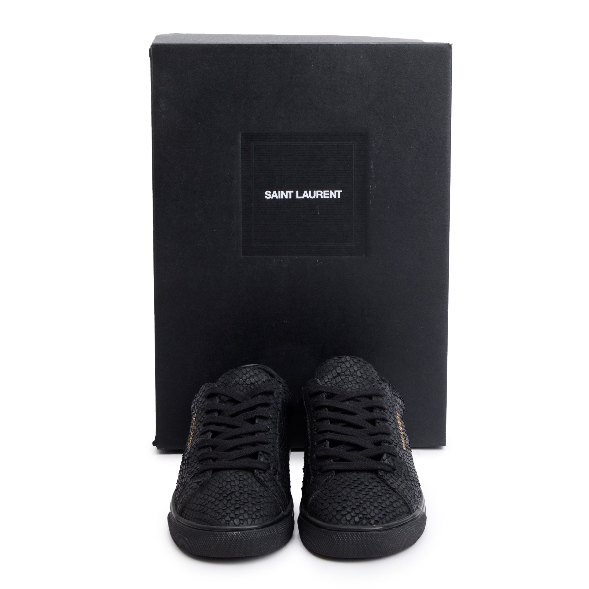Saint Laurent Black Python Effect Calfskin Leather Andy Sneakers, Size 36 w/ Box