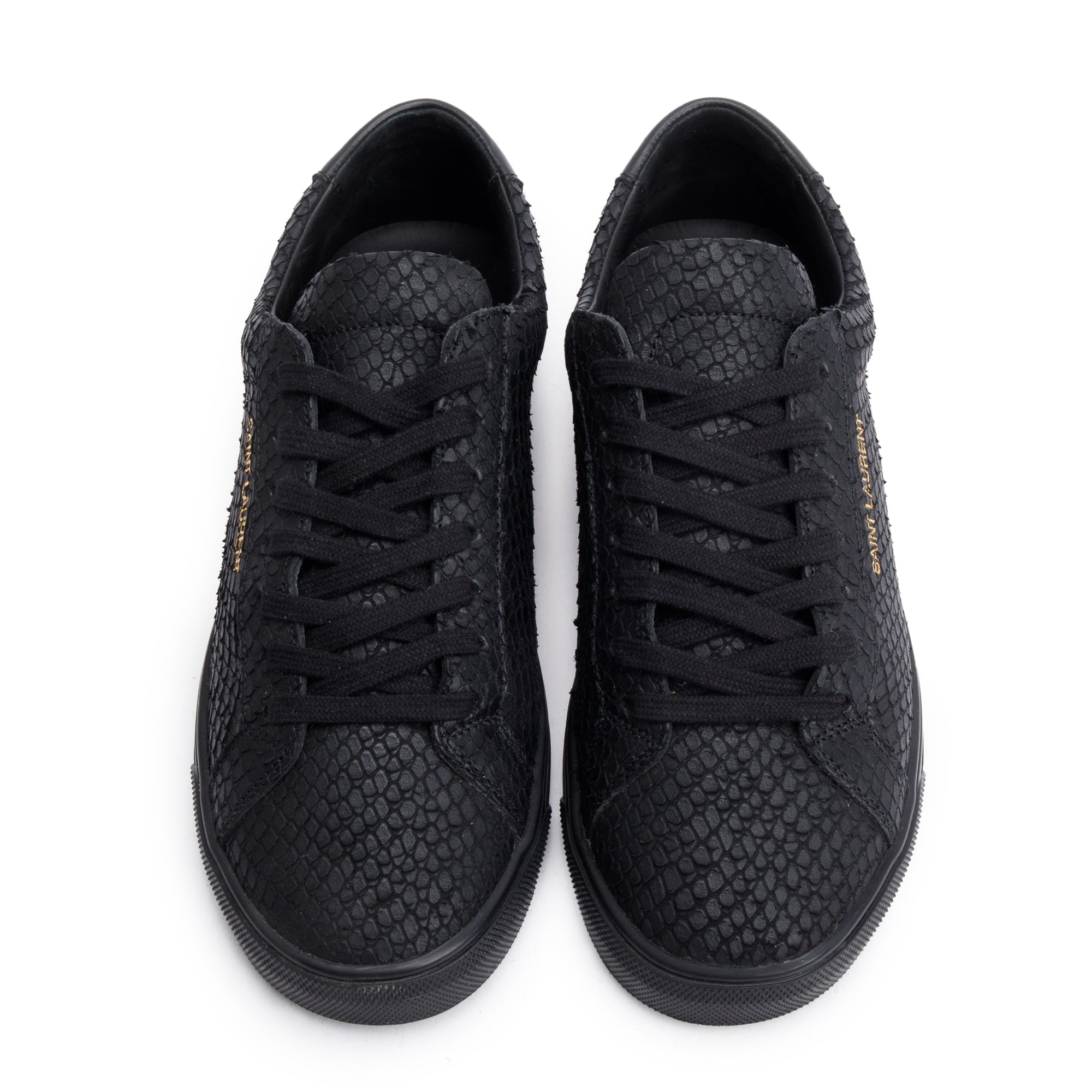 Saint Laurent Black Python Effect Calfskin Leather Andy Sneakers, Size 36 w/ Box