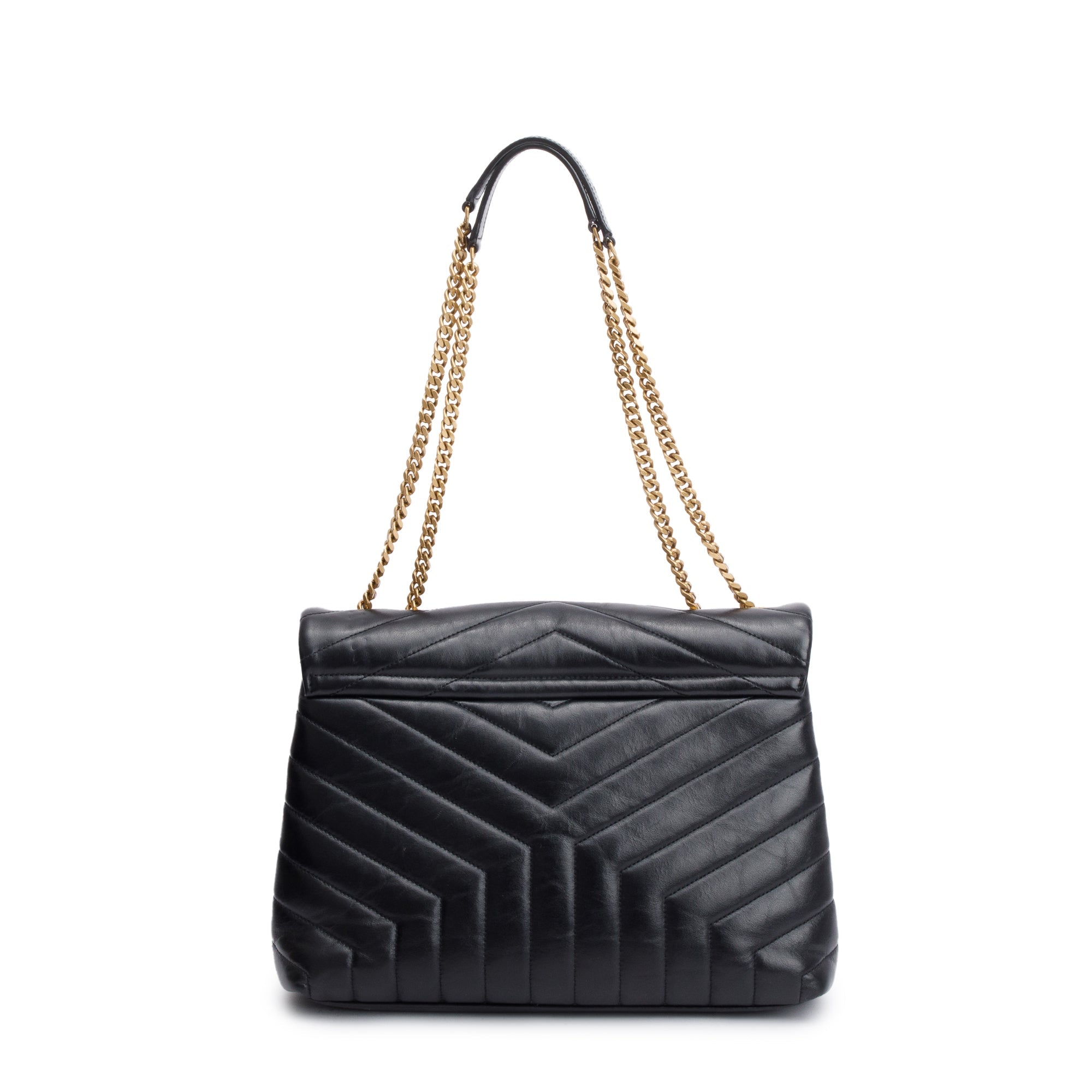 Saint Laurent Black Quilted Calfskin Leather Medium Loulou Shoulder Bag