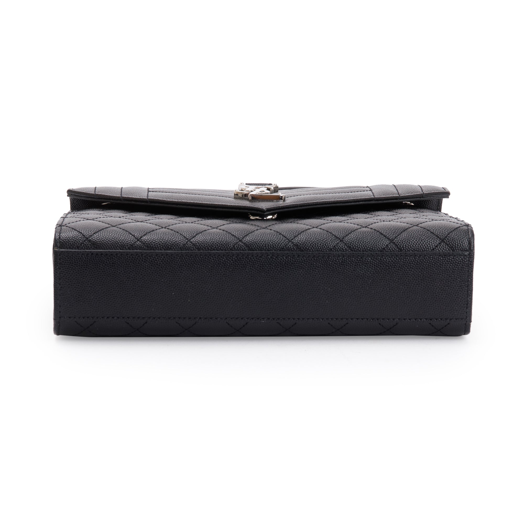 Saint Laurent Black Quilted Grain De Poudre Leather Medium Envelope Chain Bag