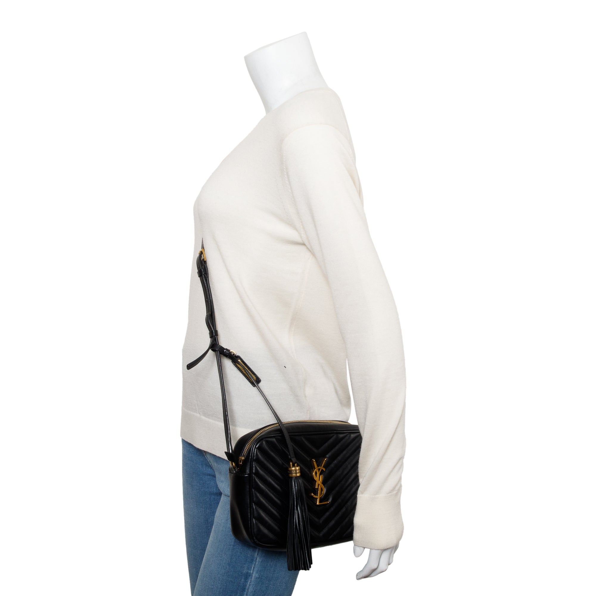 Saint Laurent Black Quilted Leather Lou Camera Bag