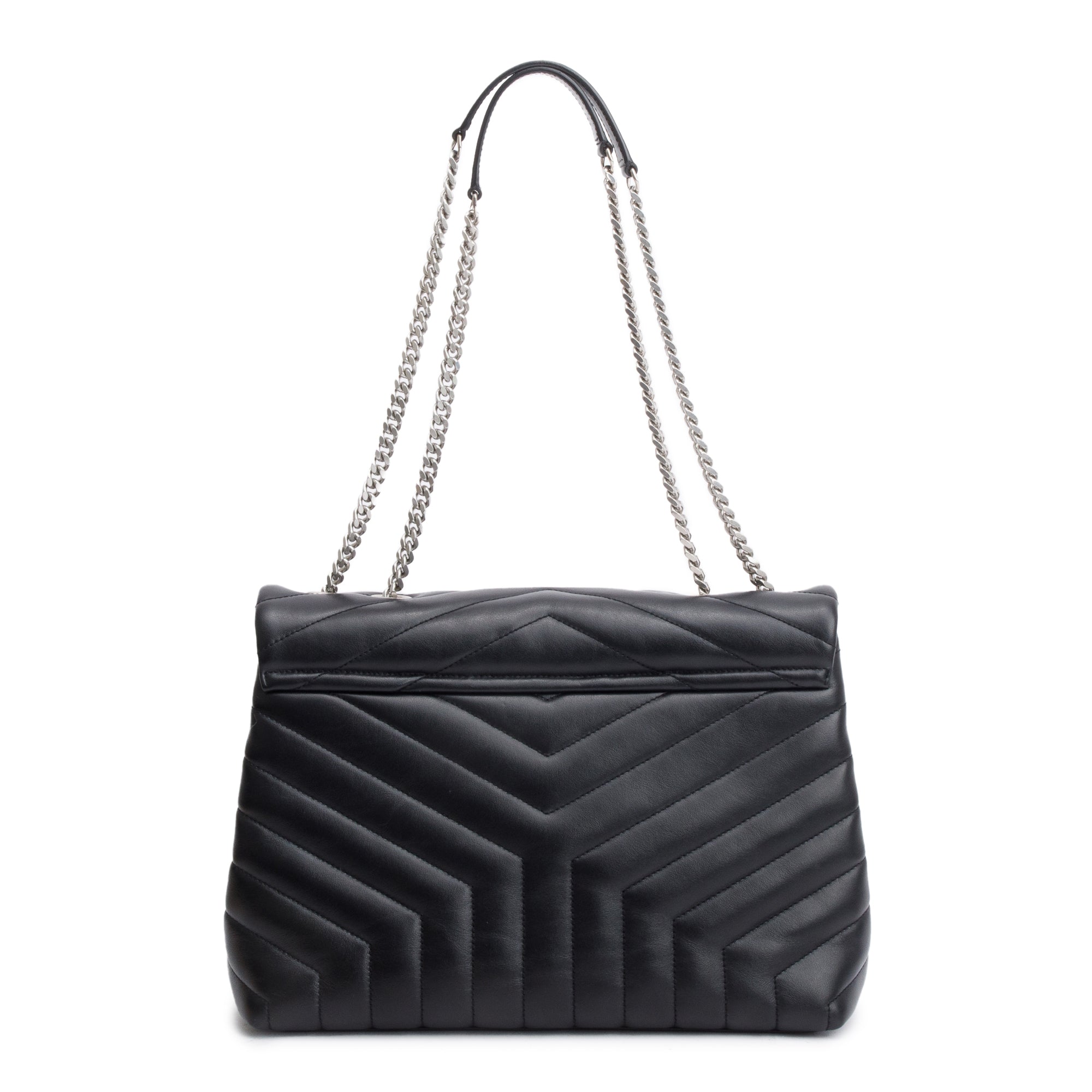 Saint Laurent Black Quilted Leather Medium Loulou Monogram Shoulder Bag