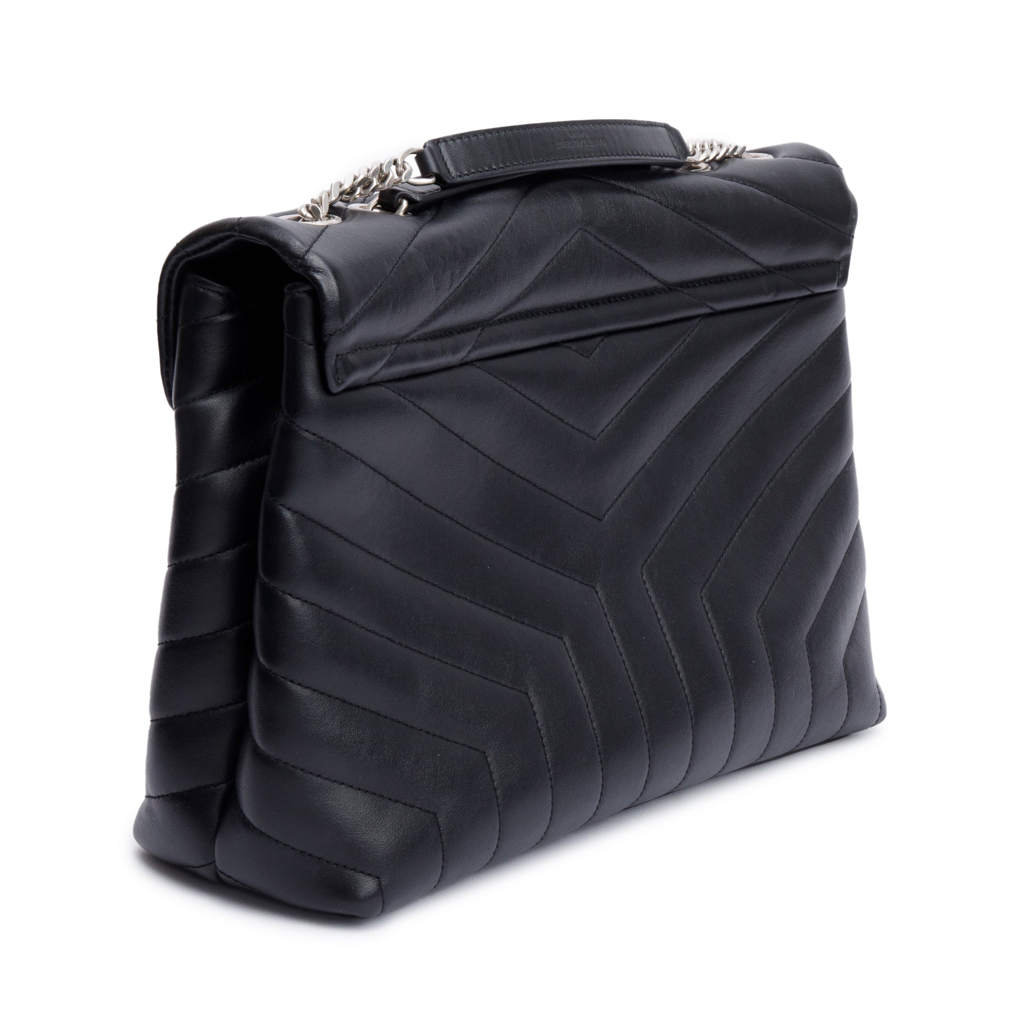 Saint Laurent Black Quilted Leather Medium Loulou Monogram Shoulder Bag