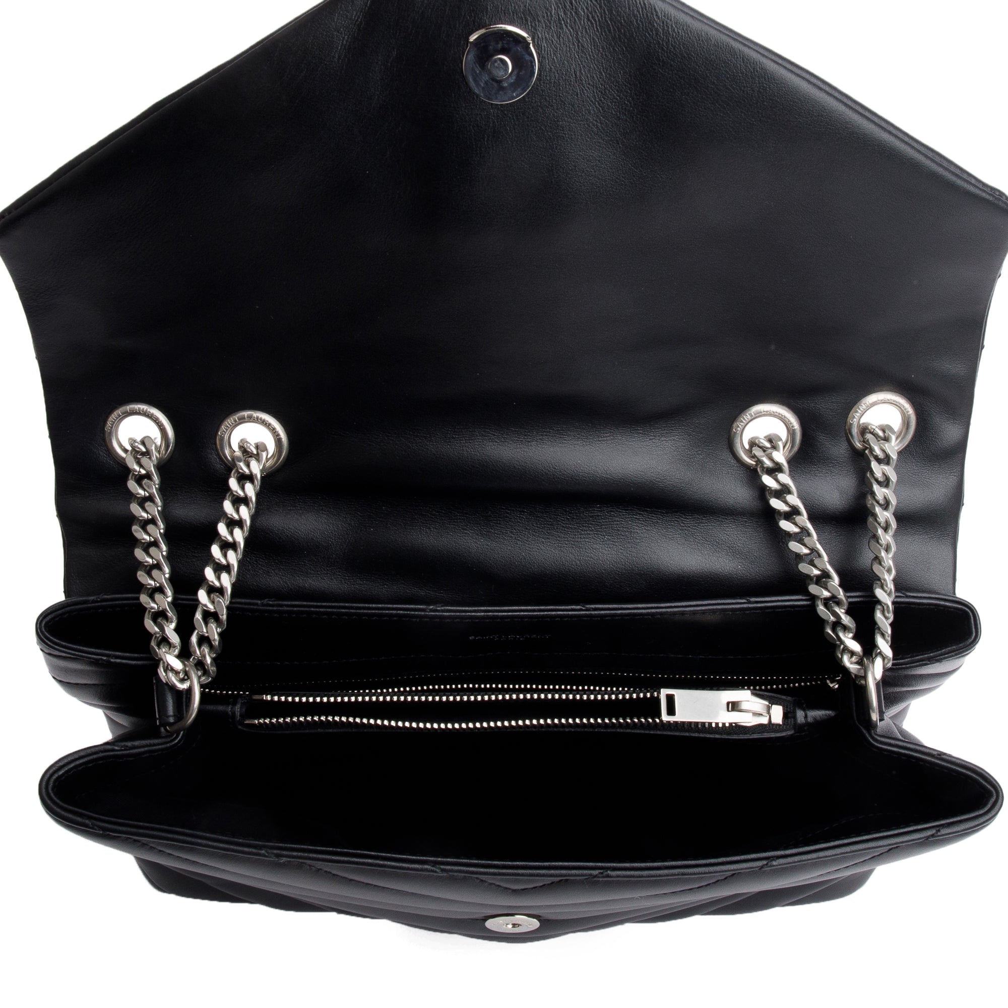 Saint Laurent Black Quilted Leather Medium Loulou Monogram Shoulder Bag