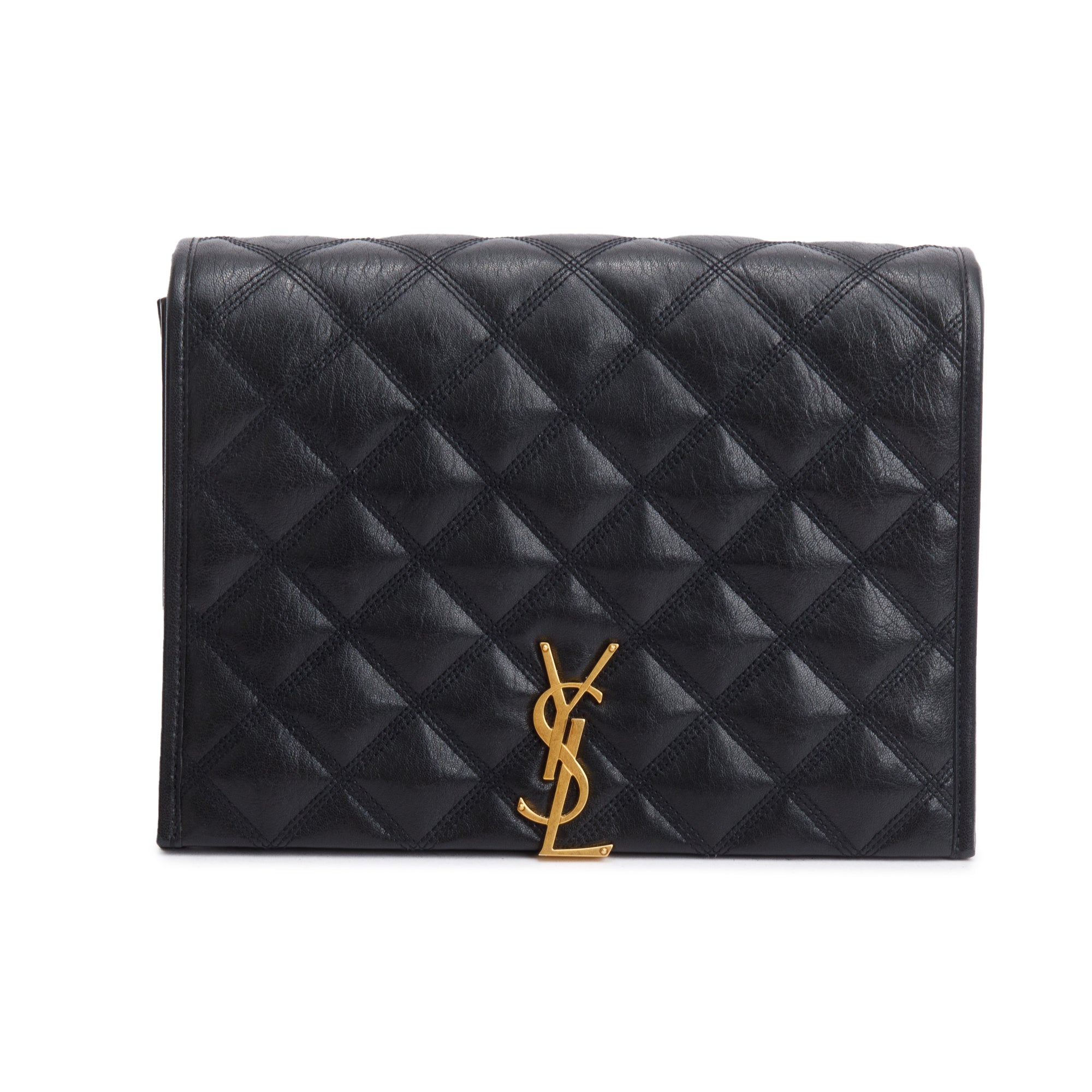 Saint Laurent Black Quilted Leather Small Becky Chain Bag w/ Box