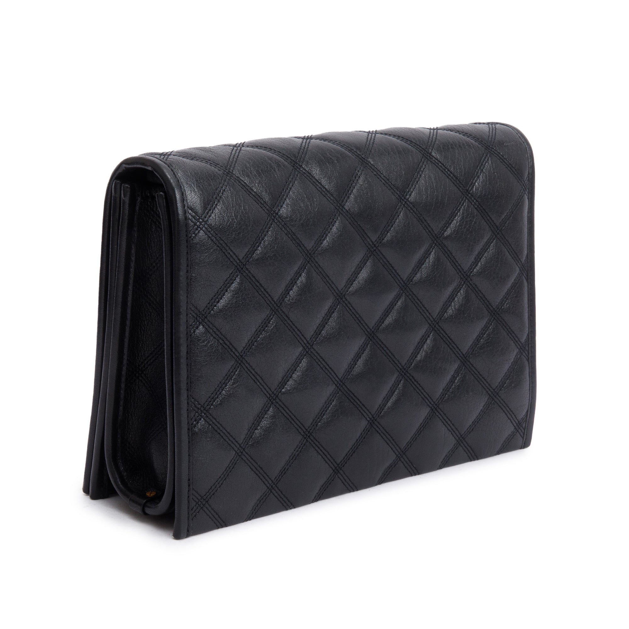 Saint Laurent Black Quilted Leather Small Becky Chain Bag w/ Box