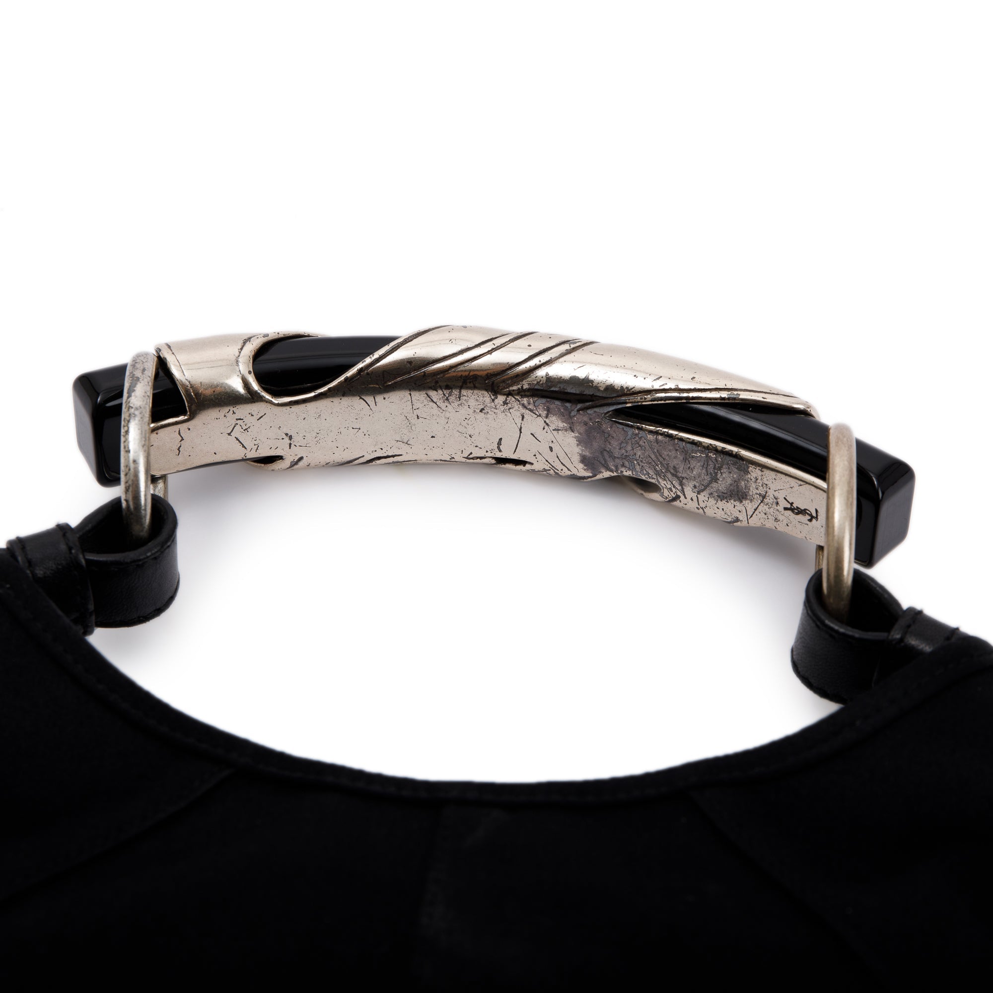 Saint Laurent Black Satin Mombasa Horn Hobo