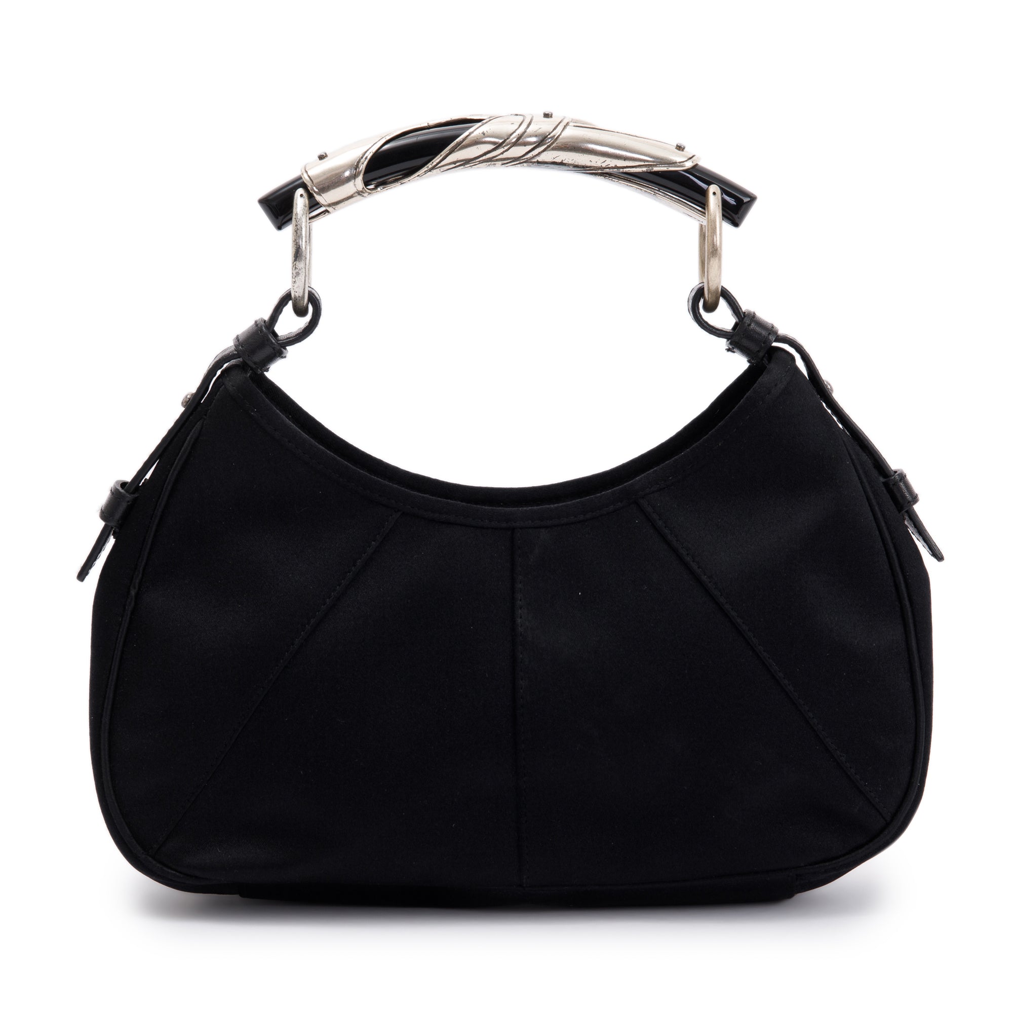 Saint Laurent Black Satin Mombasa Horn Hobo
