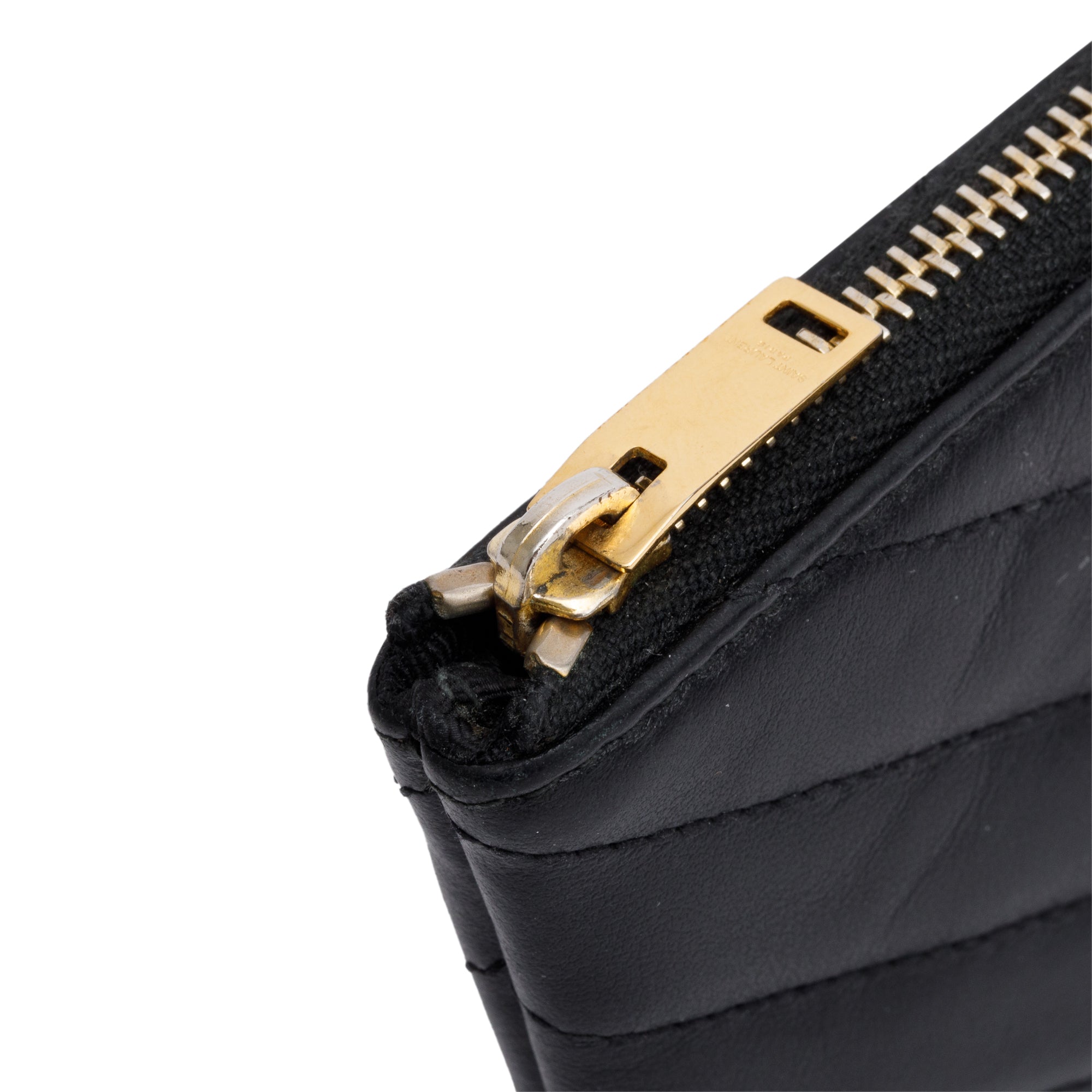 Saint Laurent Black Smooth Leather Cassandre Matelasse Key Pouch