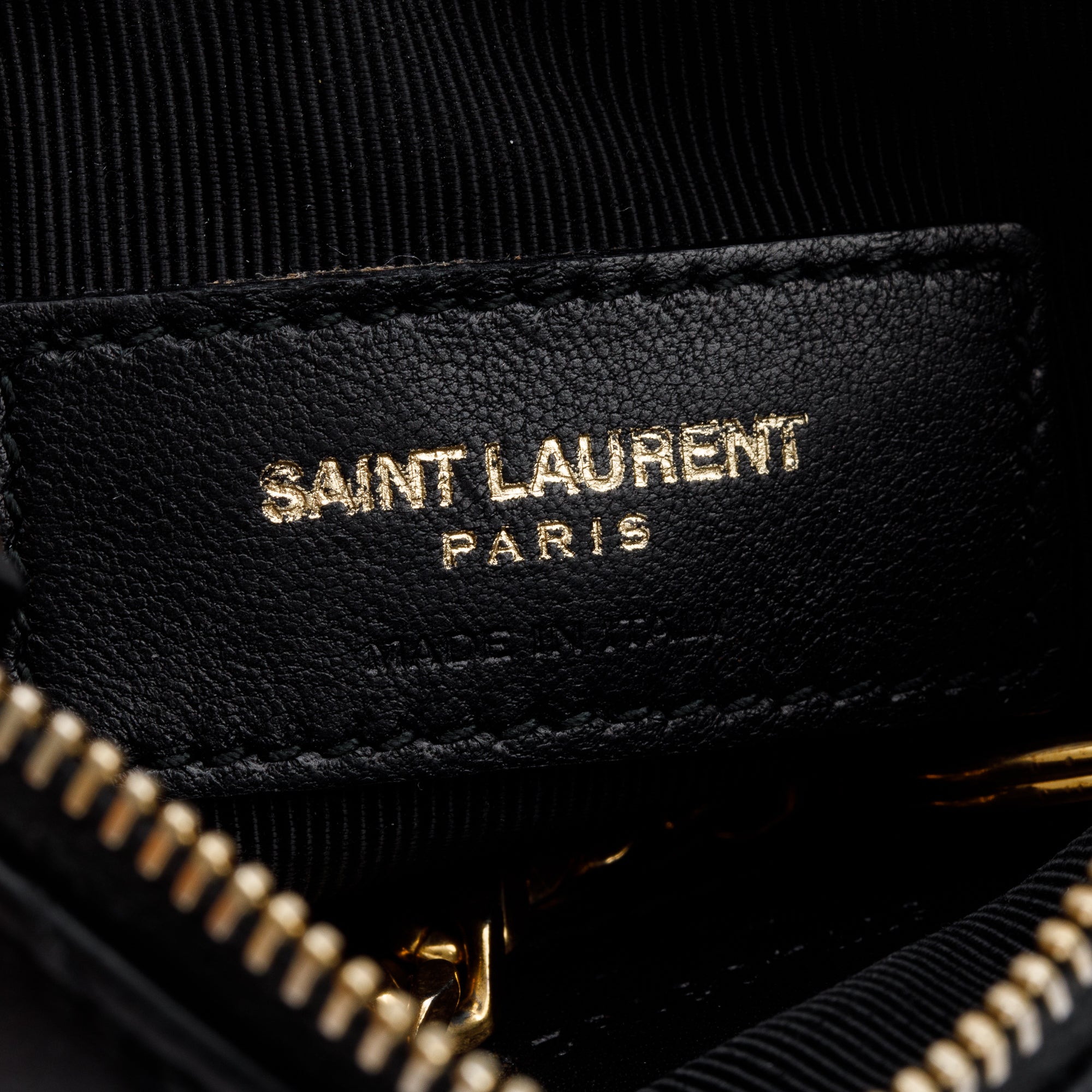 Saint Laurent Black Smooth Leather Cassandre Matelasse Key Pouch