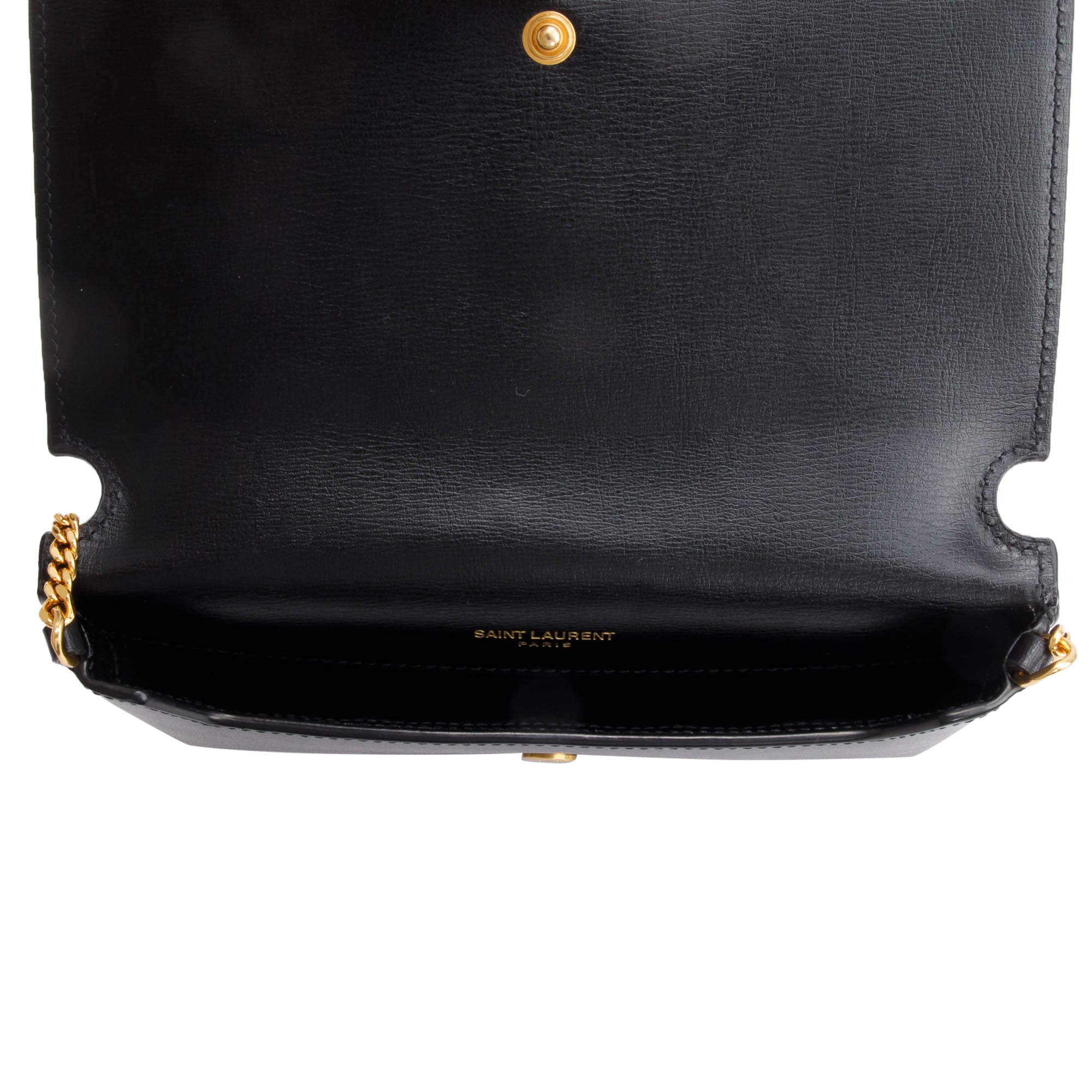 Saint Laurent Black Smooth Leather Cassandre Phone Holder Bag w/ Box