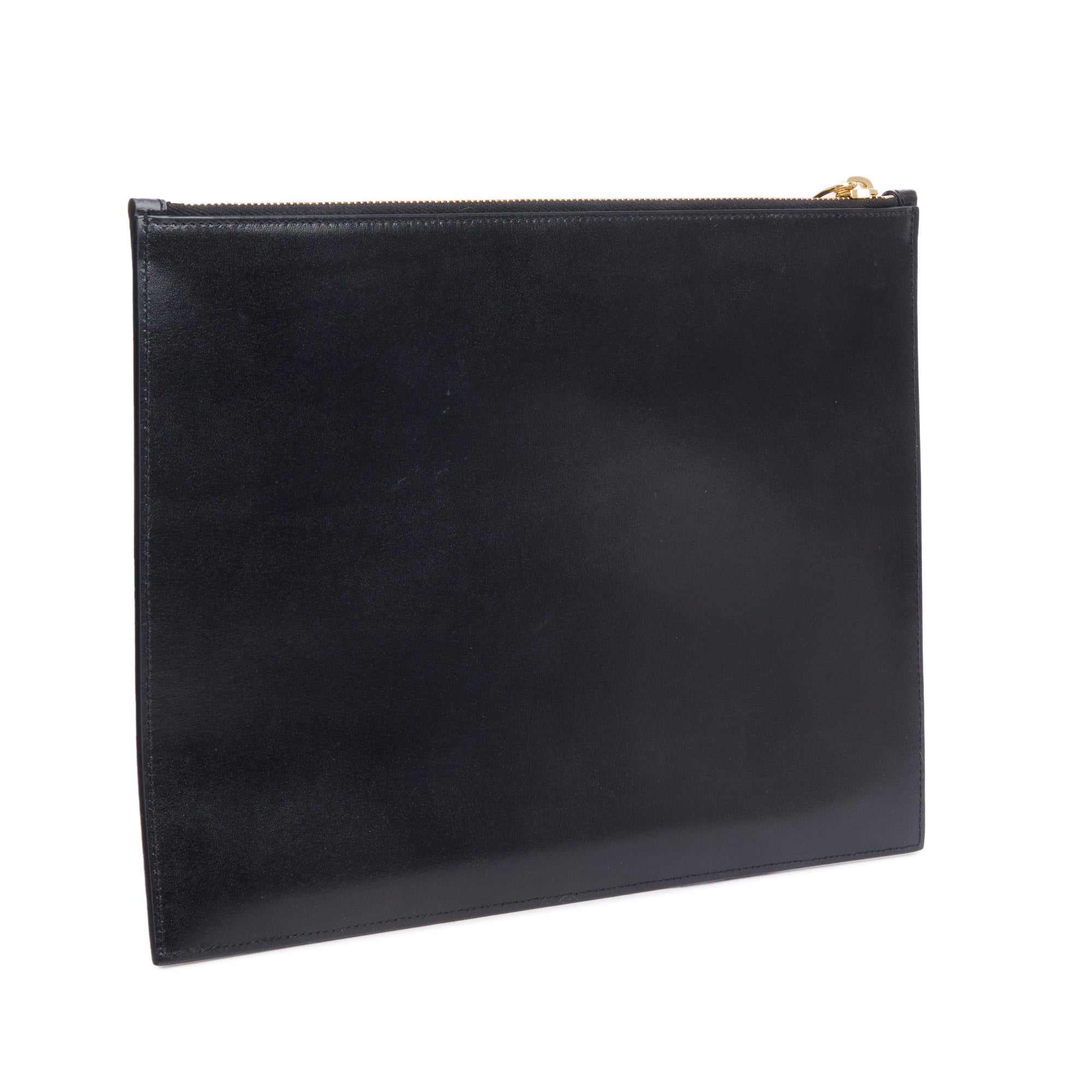 Saint Laurent Black Smooth Leather Large Zipped Document Holder