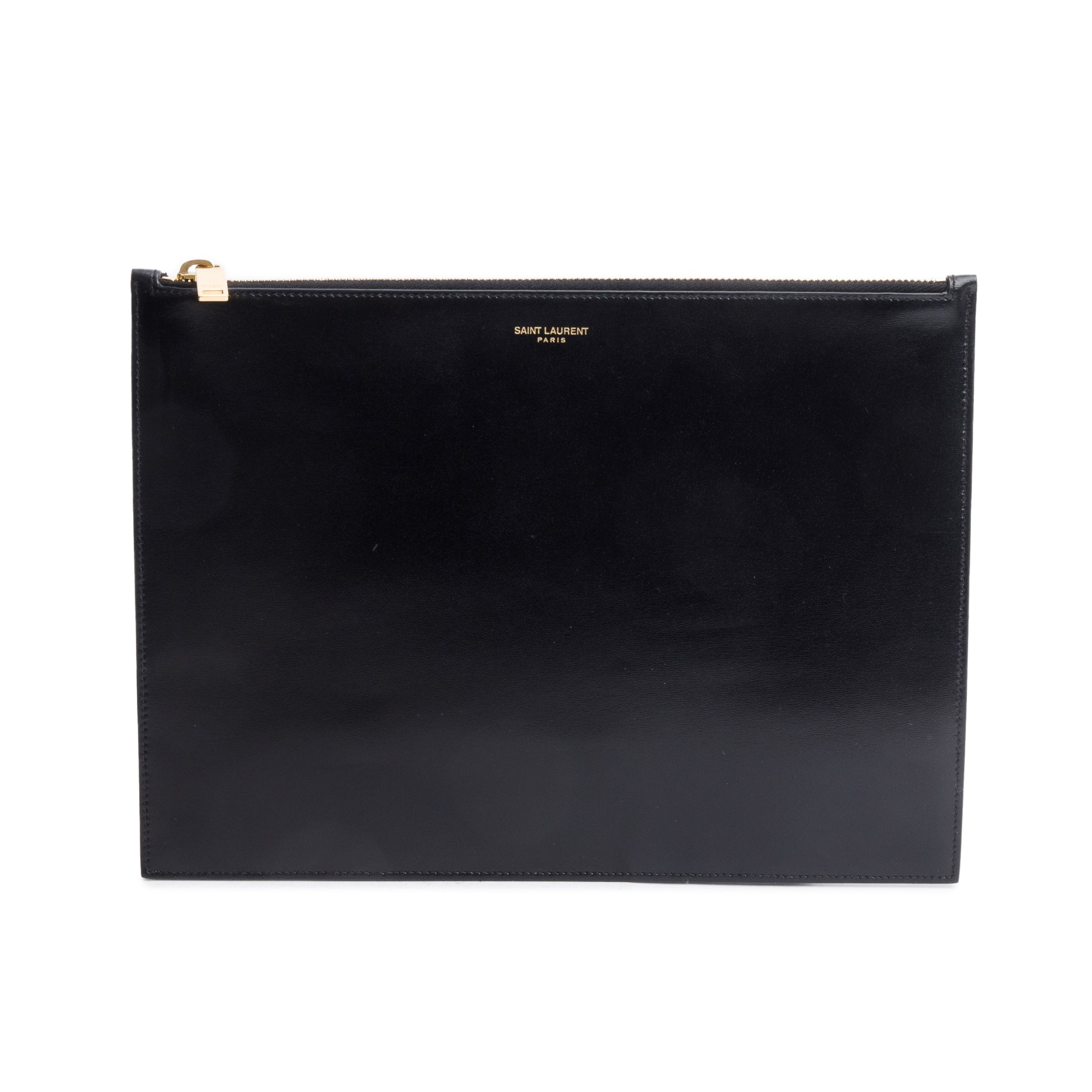 Saint Laurent Black Smooth Leather Large Zipped Document Holder