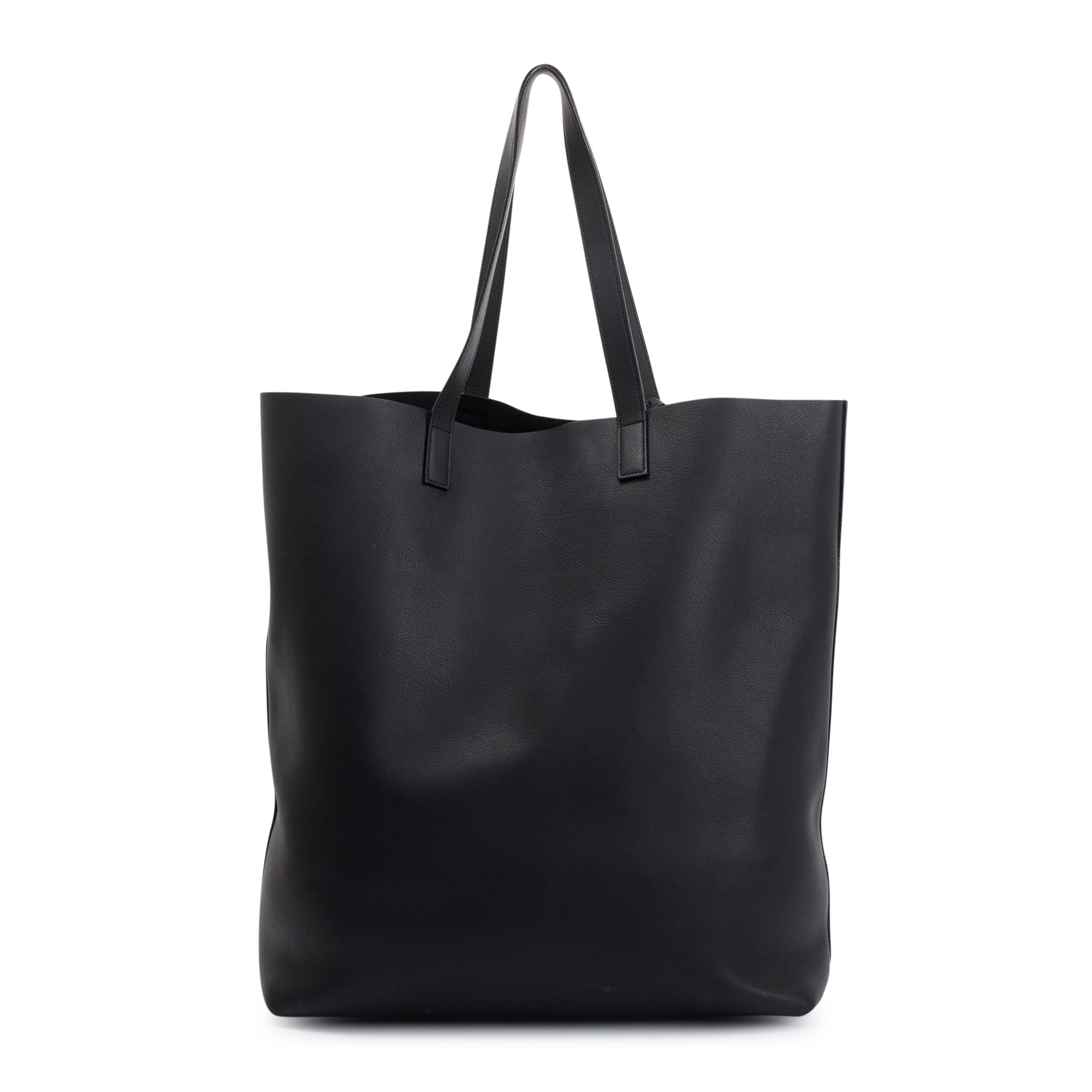 Saint Laurent Black Soft Calfskin Leather N/S Shopping Tote w/ Pouch