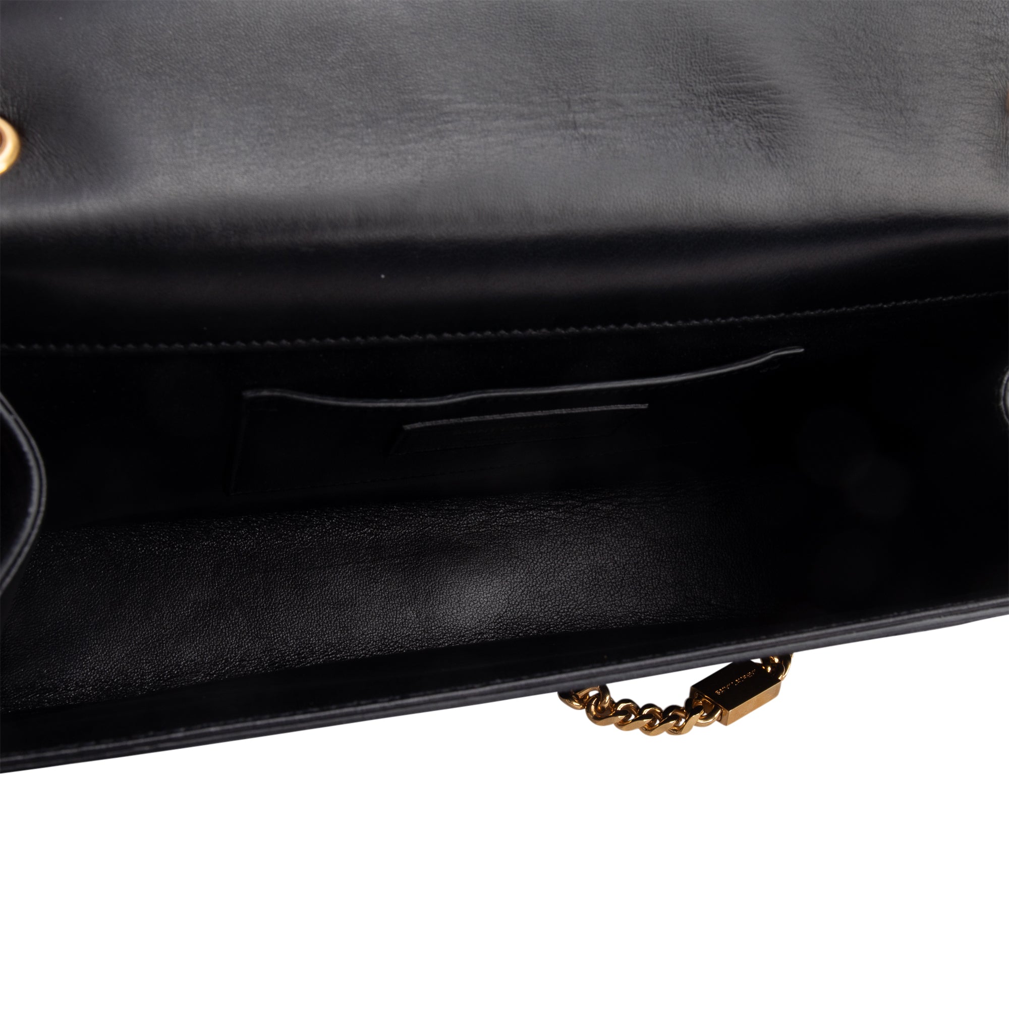 Saint Laurent Black Suede Medium Classic Monogram Kate Tassel Chain Bag