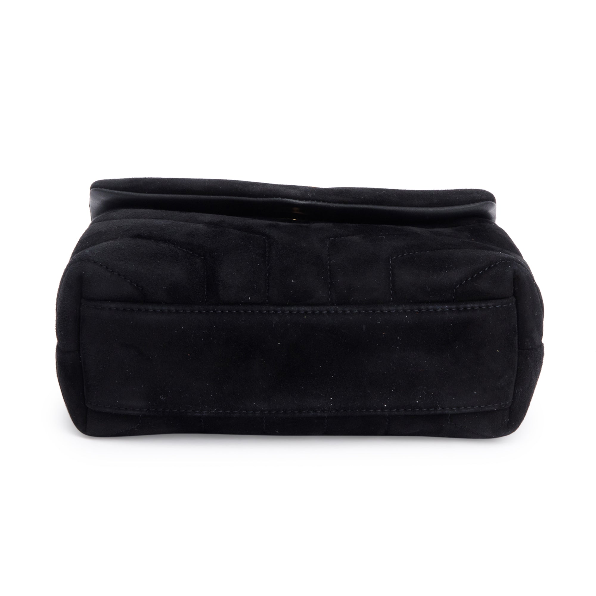 Saint Laurent Black Suede Monogram Matelasse Toy Loulou Crossbody Bag w/ Box