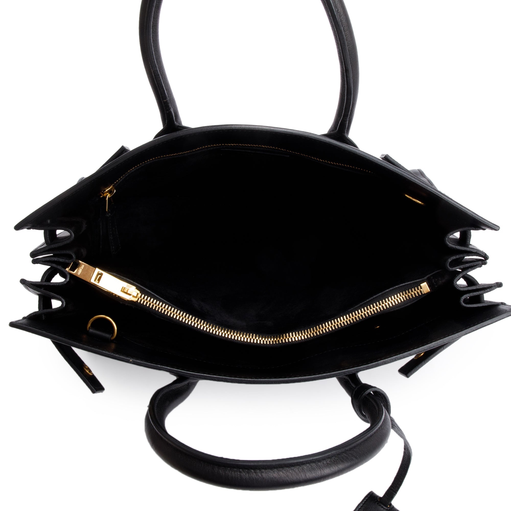 Saint Laurent Black Supple Grained Leather Small Sac De Jour w/ Strap