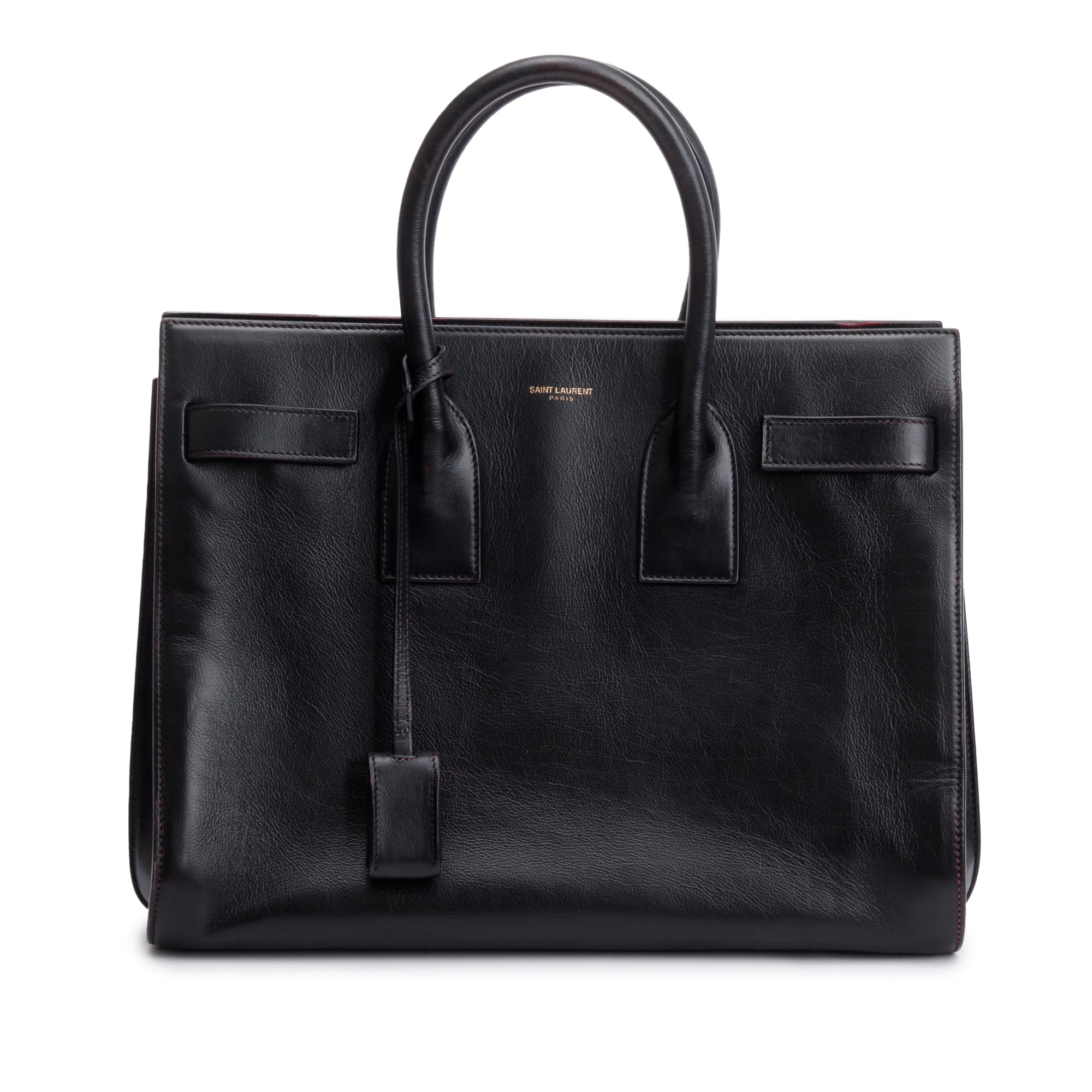 Saint Laurent Black Supple Leather Small Sac De Jour w/ Strap