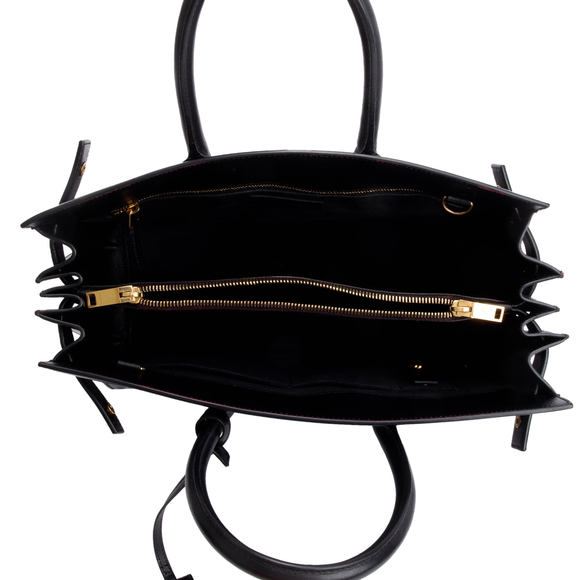 Saint Laurent Black Supple Leather Small Sac De Jour w/ Strap