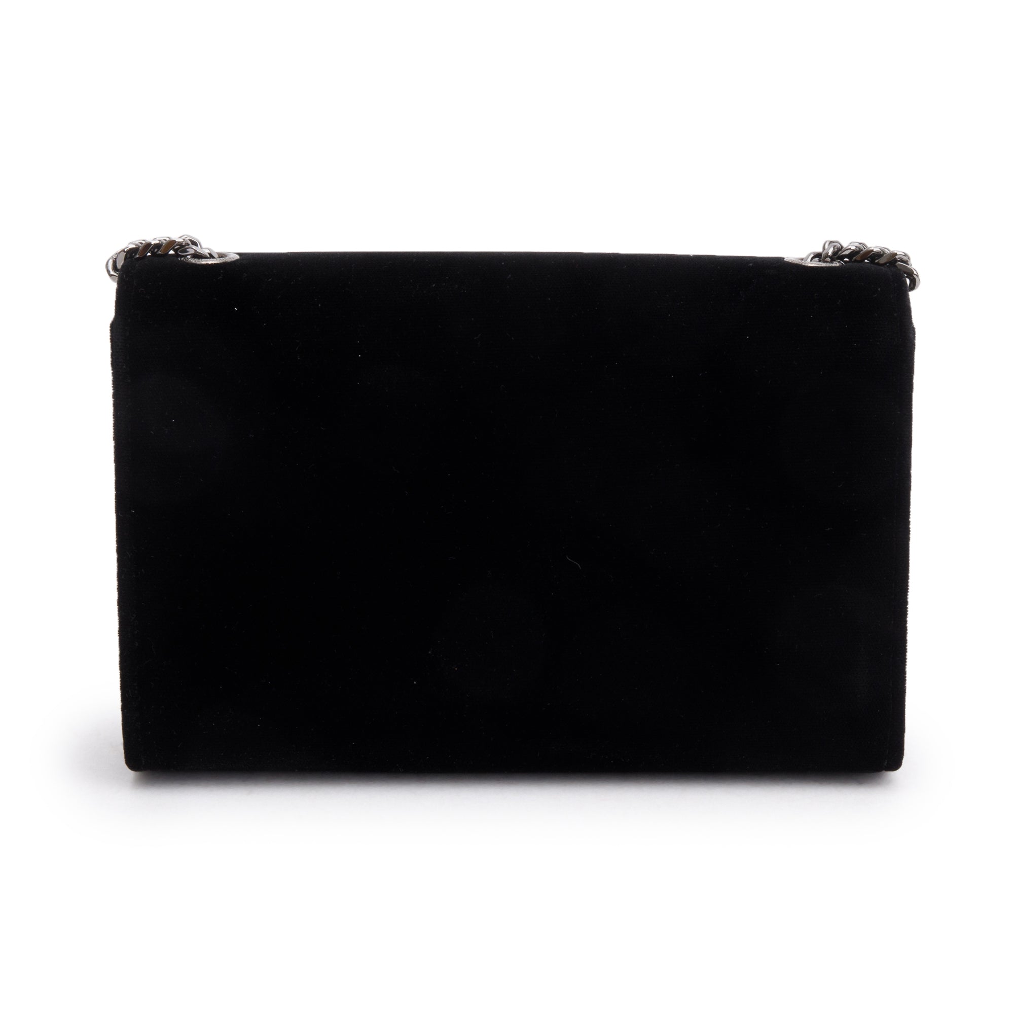 Saint Laurent Black Velvet Crystal Small Kate Tassel Bag w/ Box