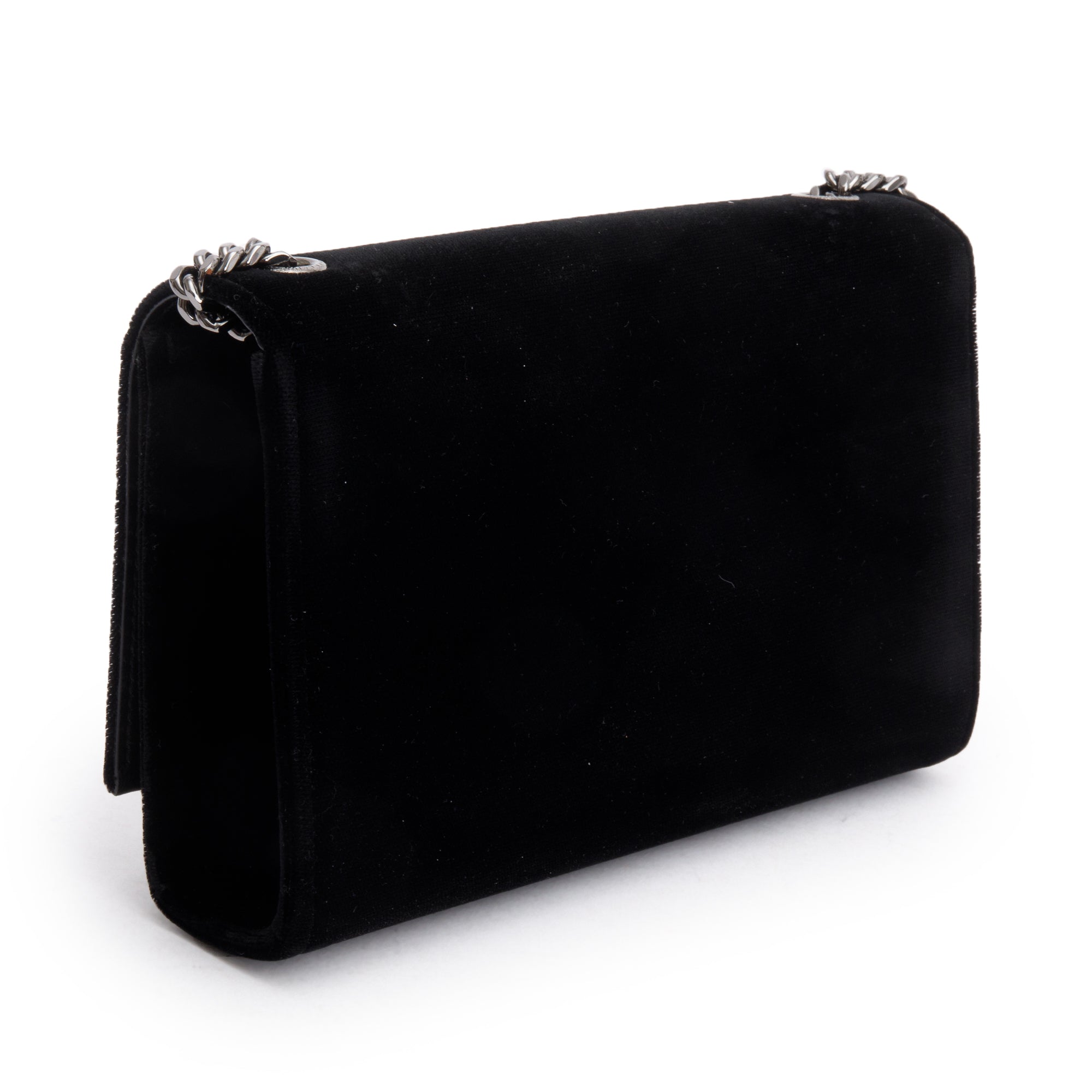 Saint Laurent Black Velvet Crystal Small Kate Tassel Bag w/ Box