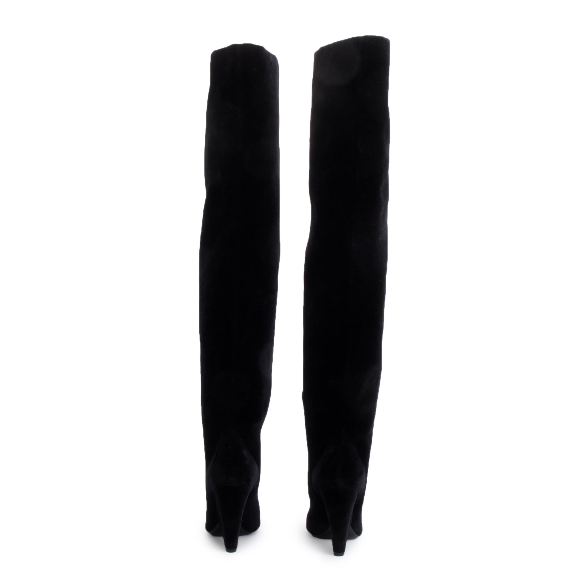 Saint Laurent Black Velvet Niki Over The Knee Boots, Size 35.5