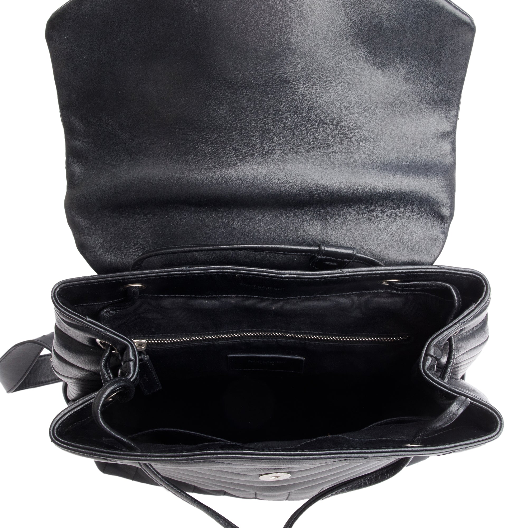 Saint Laurent Black Y Quilted Calfskin Leather Medium Loulou Backpack